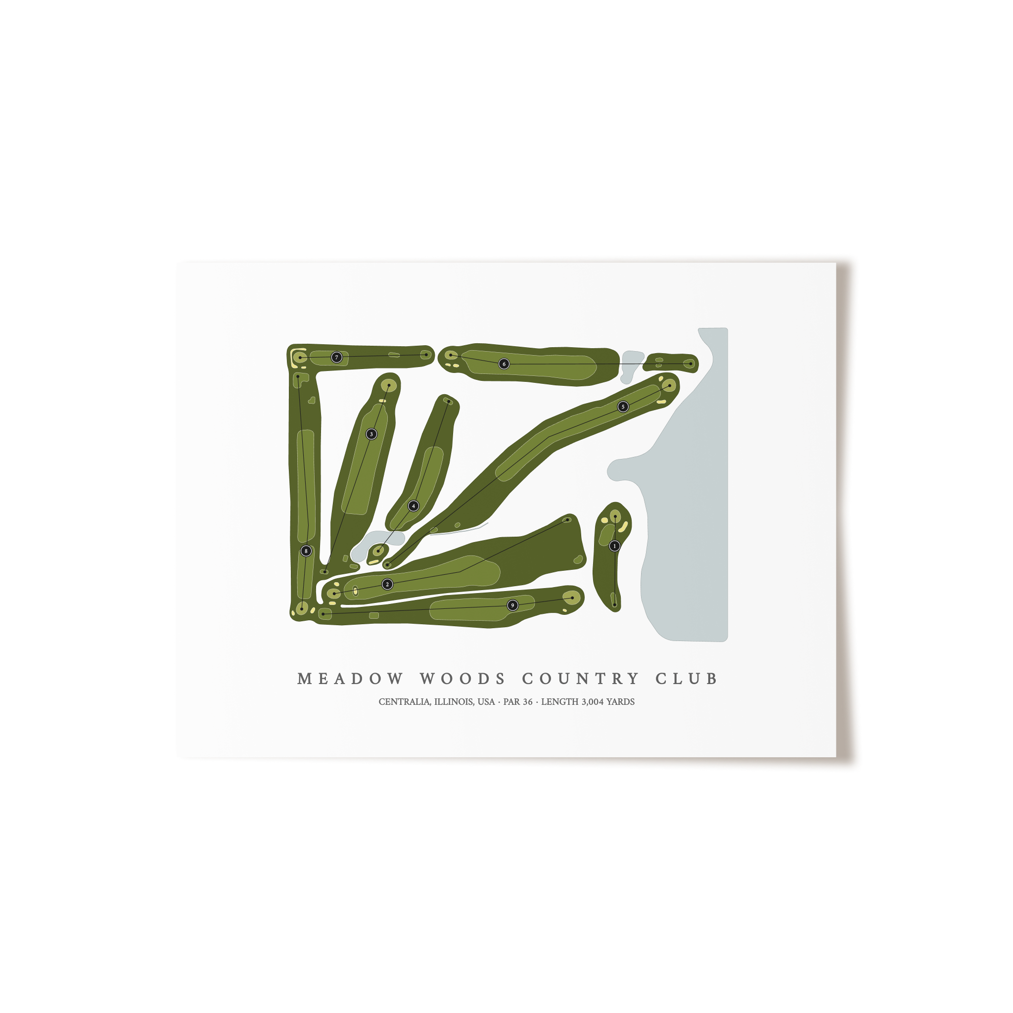Meadow Woods Country Club | Golf Course Map | Unframed