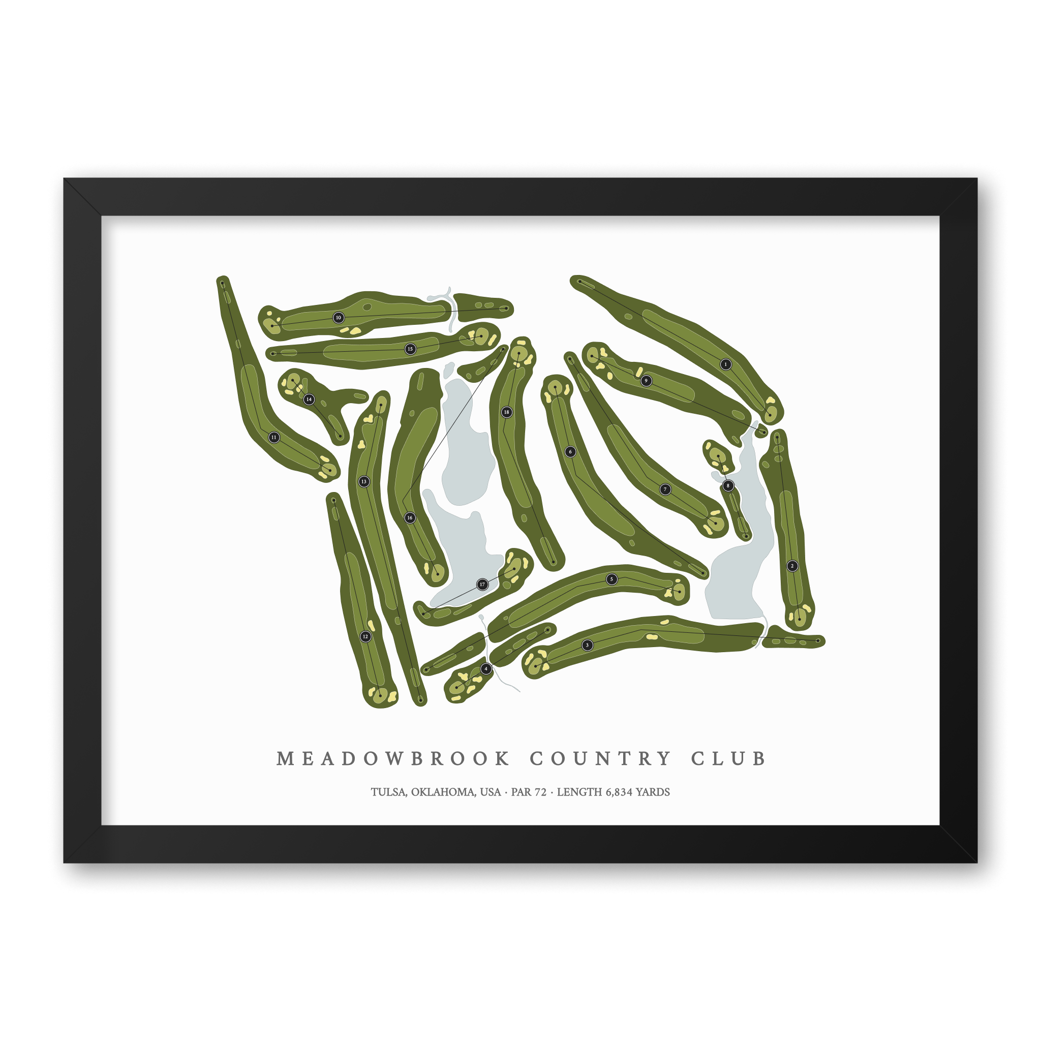 Meadowbrook Country Club | Golf Course Map | Black Frame