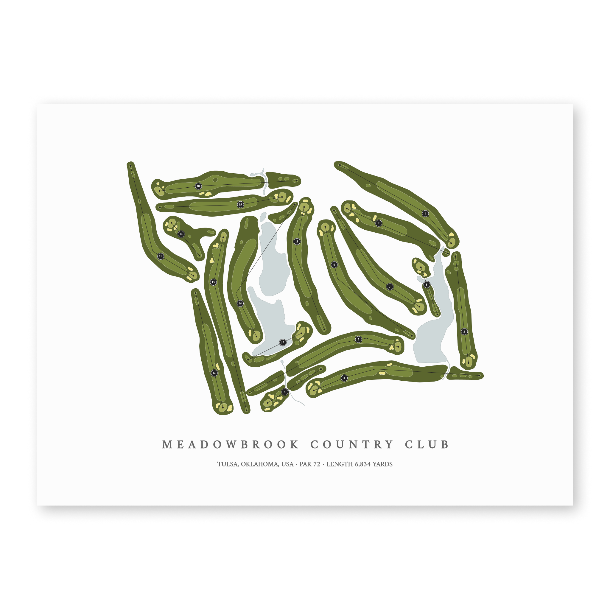 Meadowbrook Country Club | Golf Course Map | Unframed