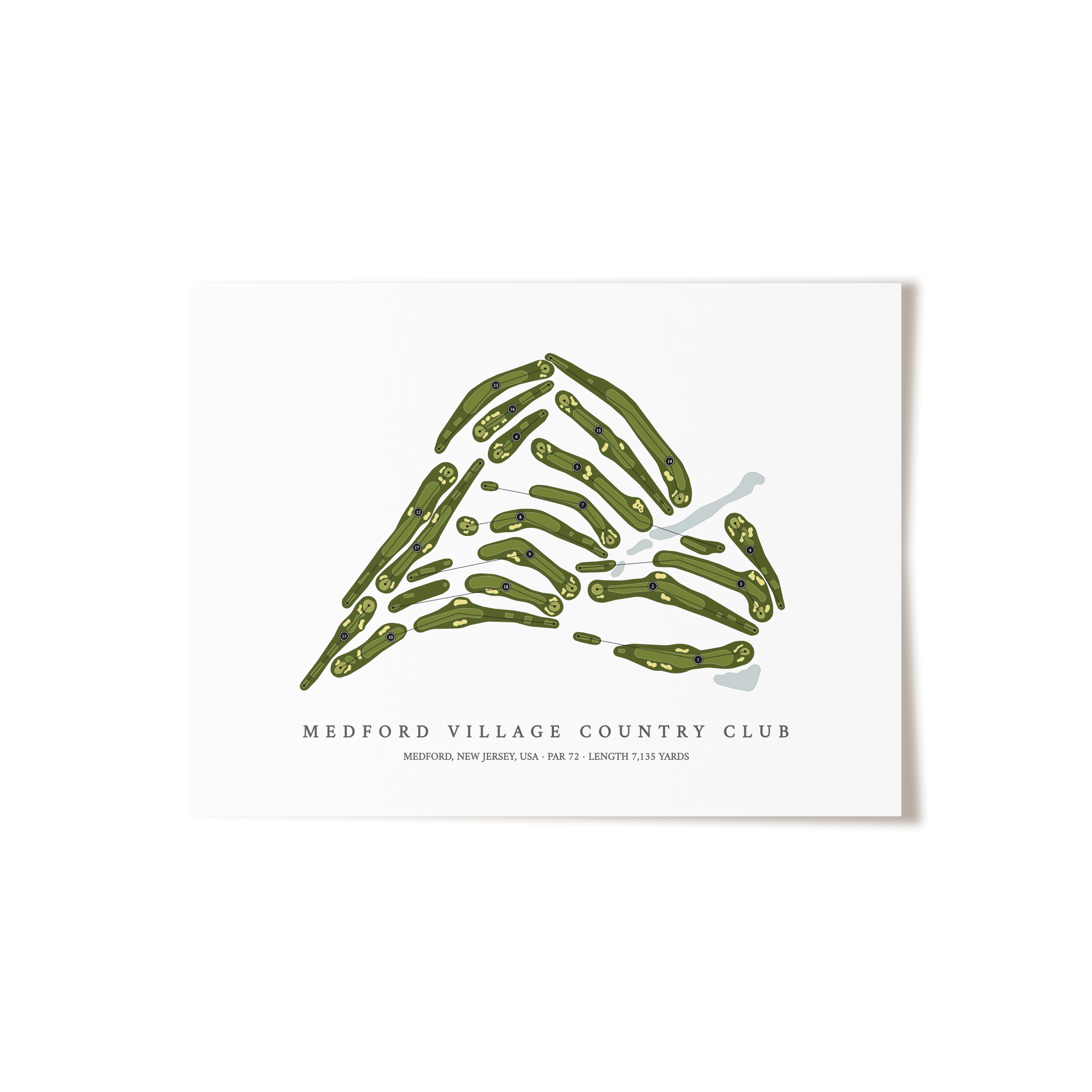Medford Village Country Club | Golf Course Map | Unframed