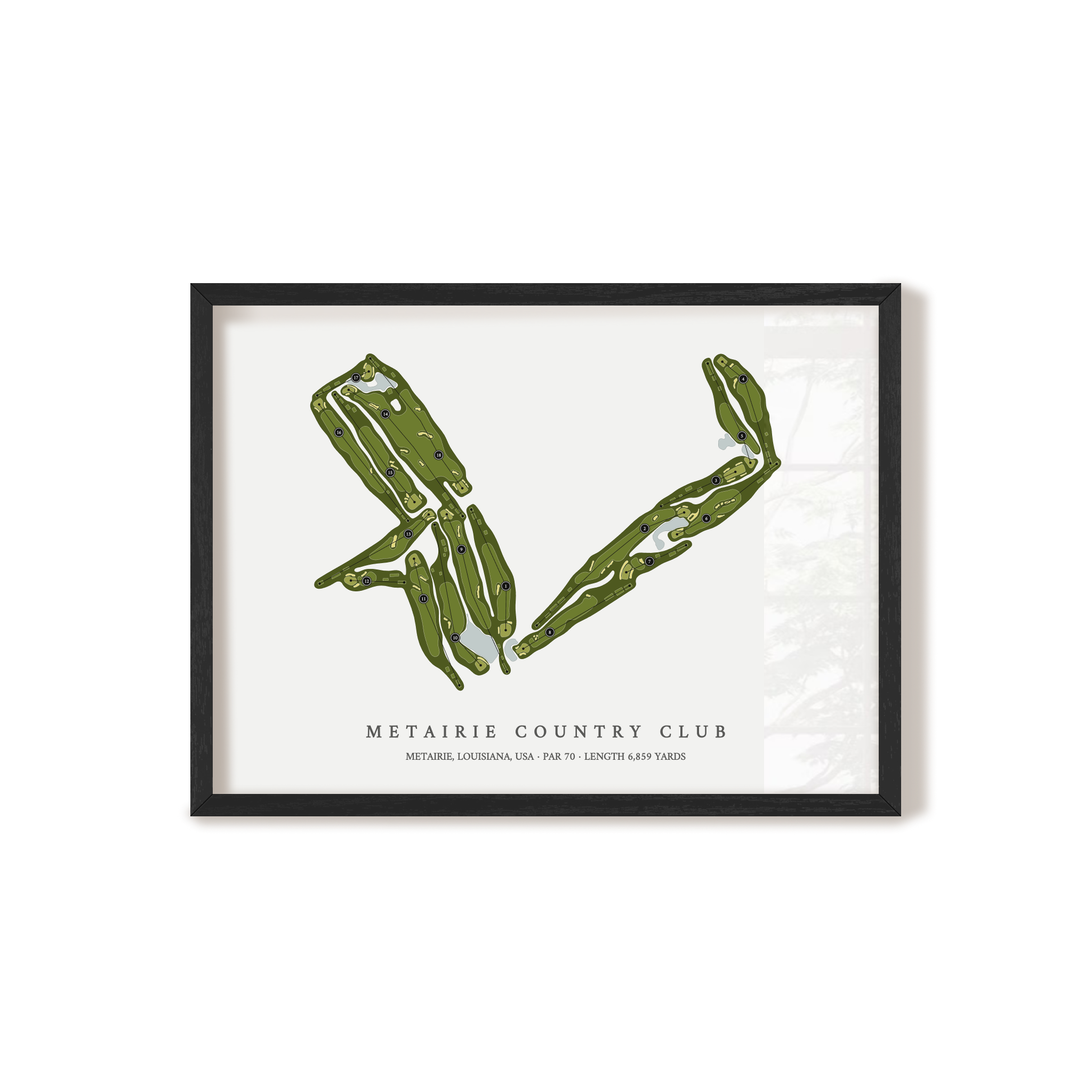 Metairie Country Club | Golf Course Map | Black Frame