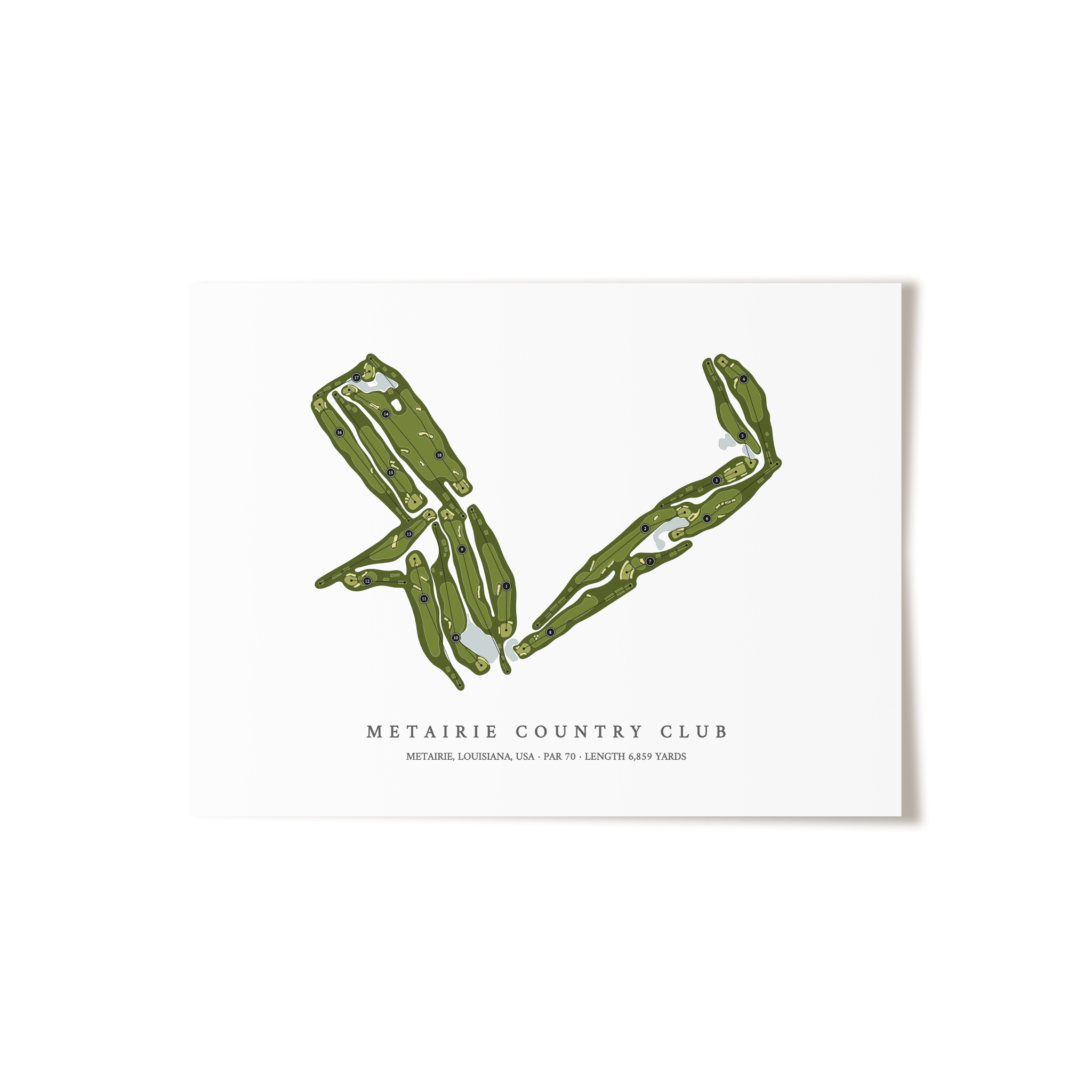 Metairie Country Club | Golf Course Map | Unframed