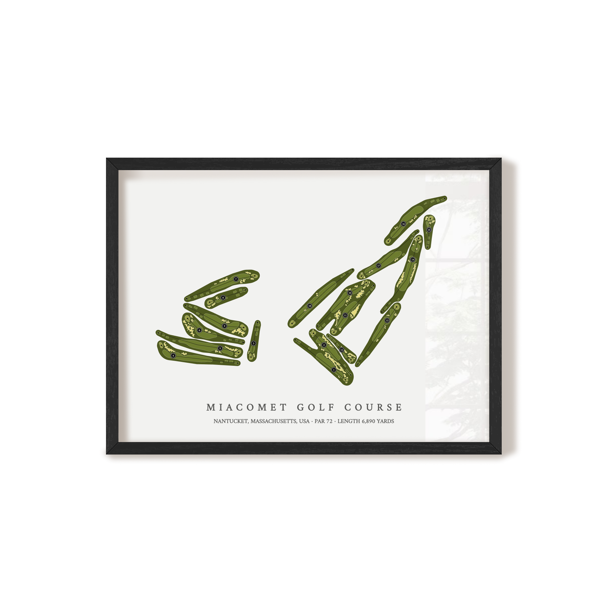 Miacomet Golf Course | Golf Course Map | Black Frame