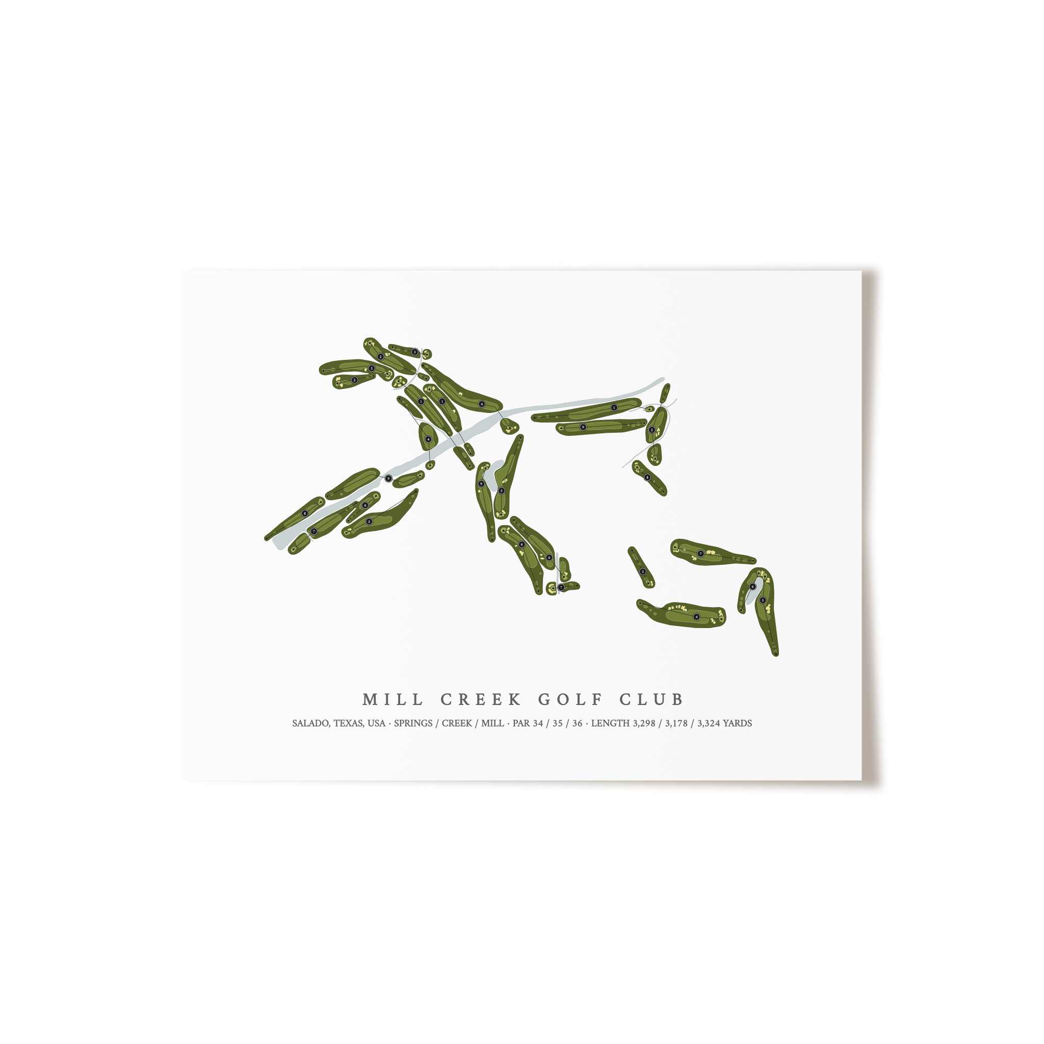 Mill Creek Golf Club | Golf Course Map | Unframed