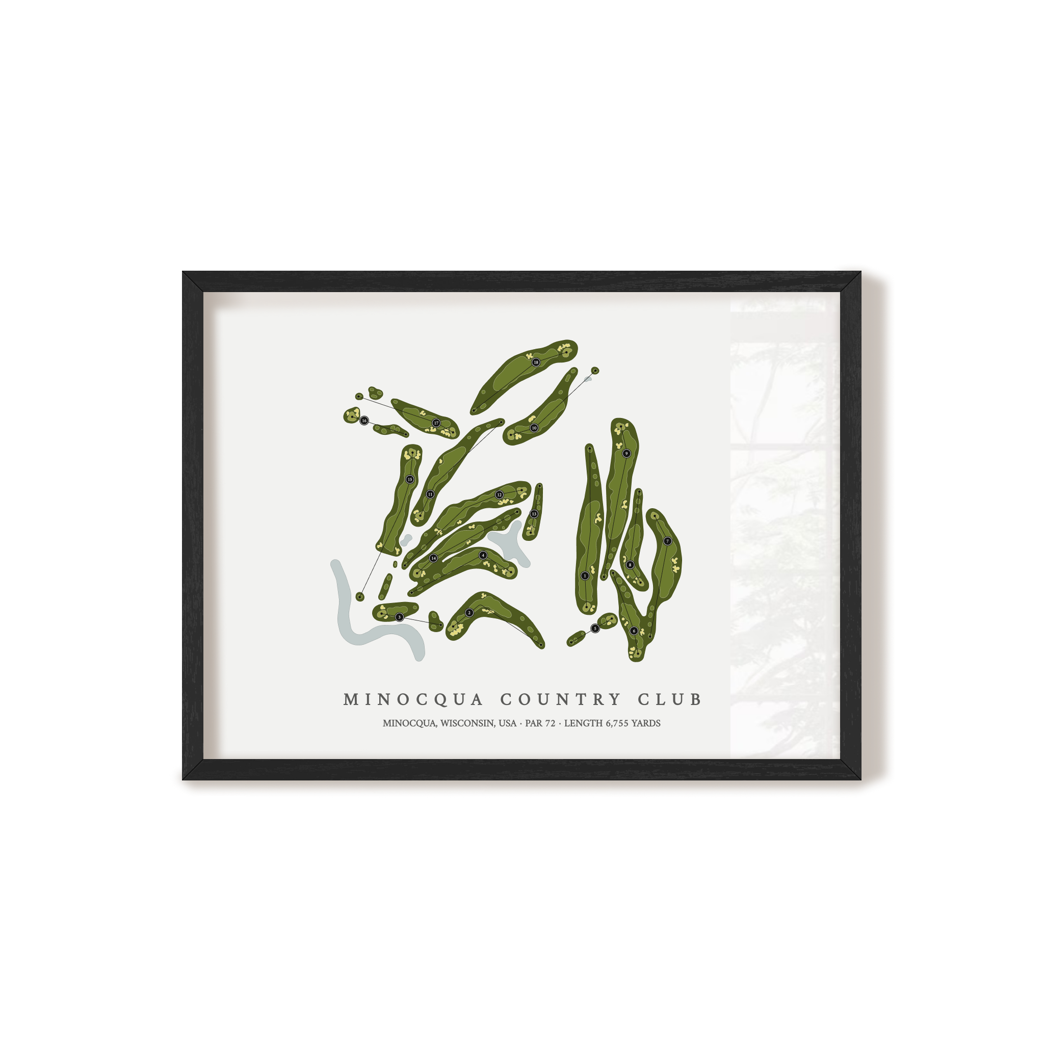 Minocqua Country Club | Golf Course Map | Black Frame