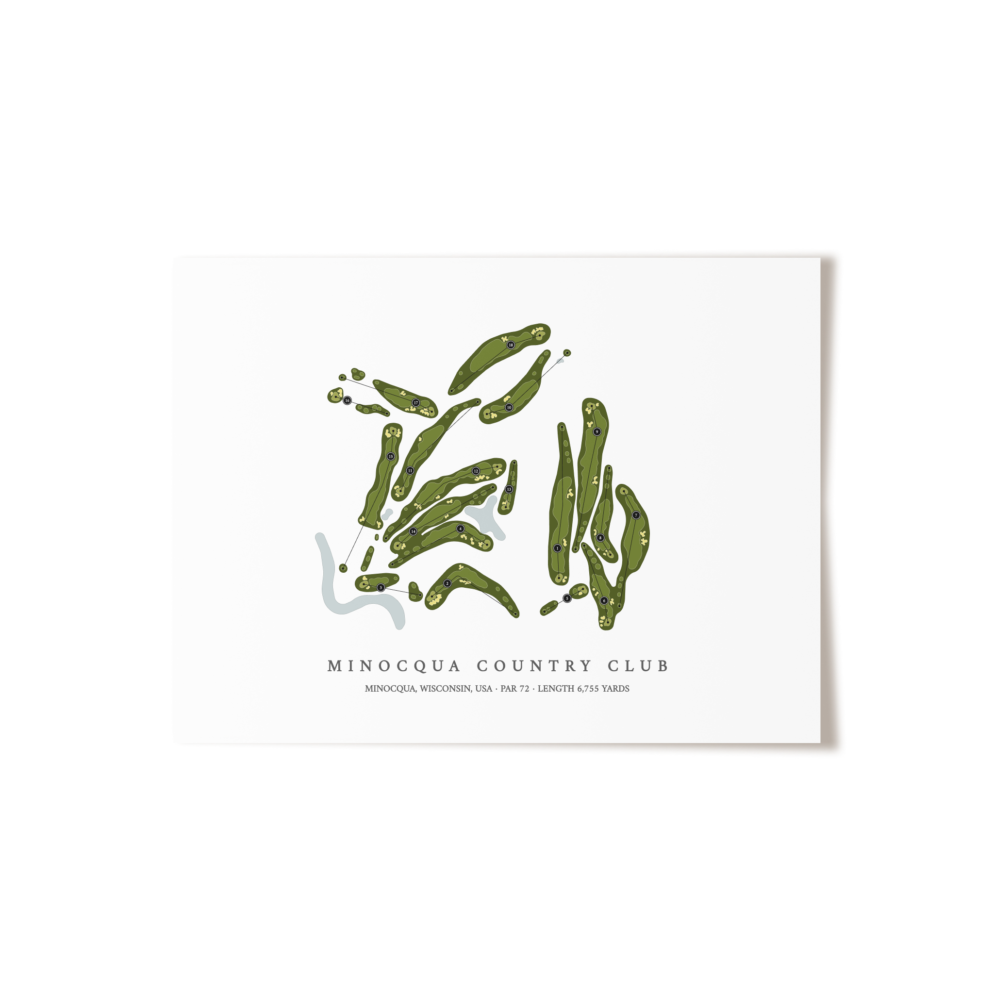 Minocqua Country Club | Golf Course Map | Unframed