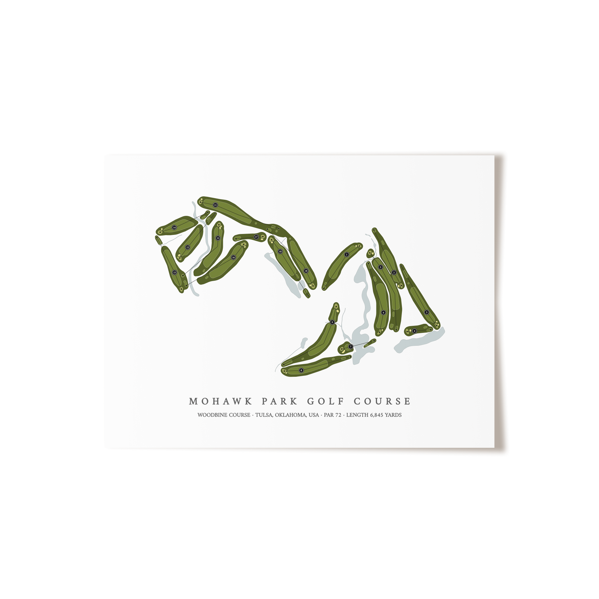 Mohawk Park Golf Course - Woodbine Course | Golf Course Map | Unframed