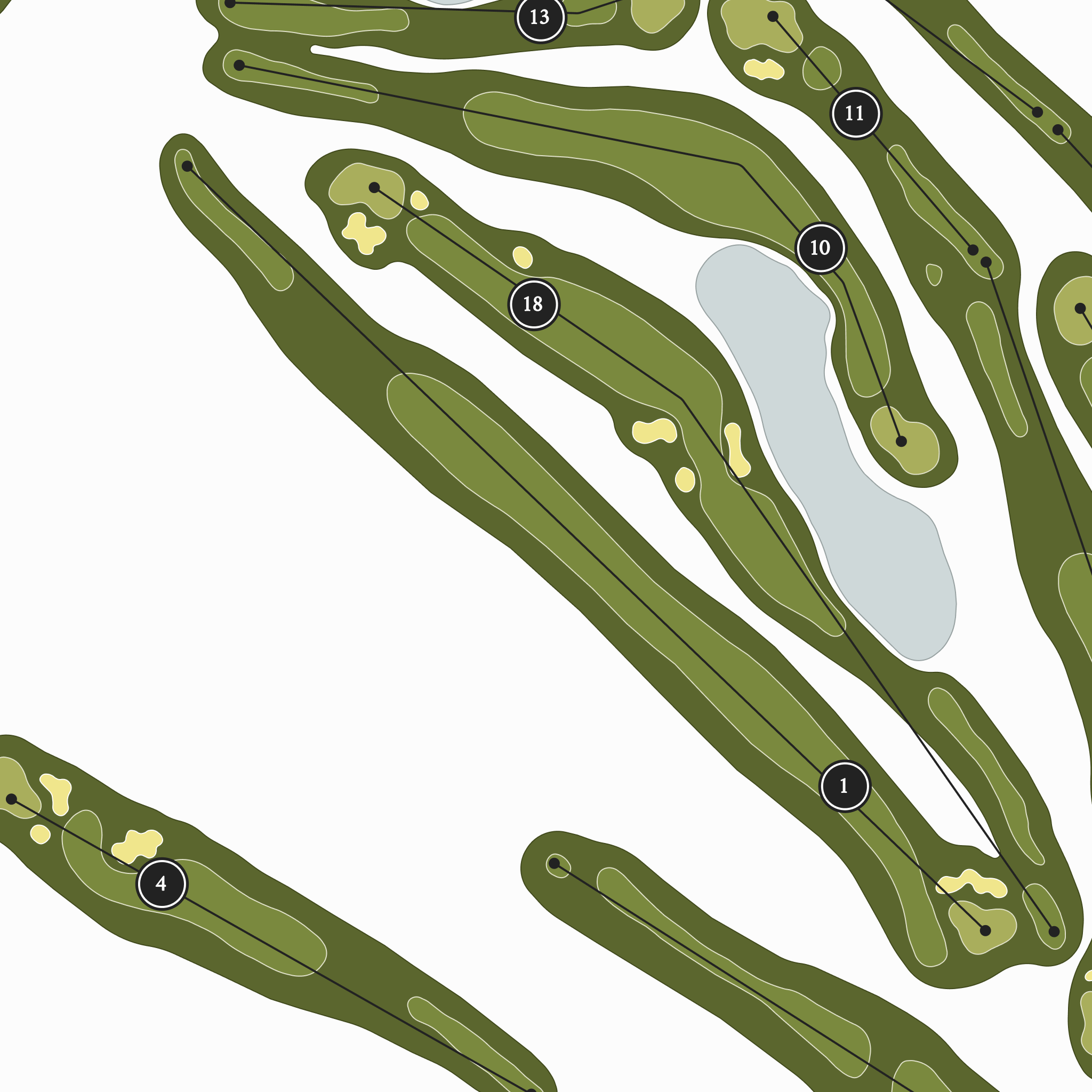 Monterey Pines Golf Club | Heritage Style Golf Course Print | Close Up