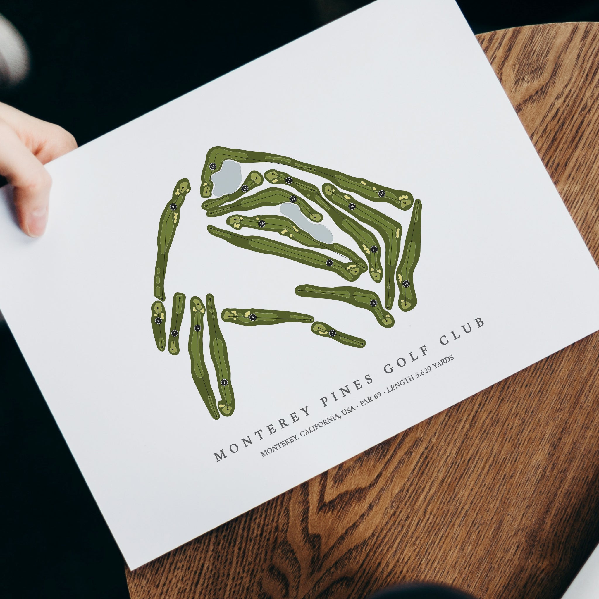 Monterey Pines Golf Club | Heritage Style Golf Course Print | With Laptop