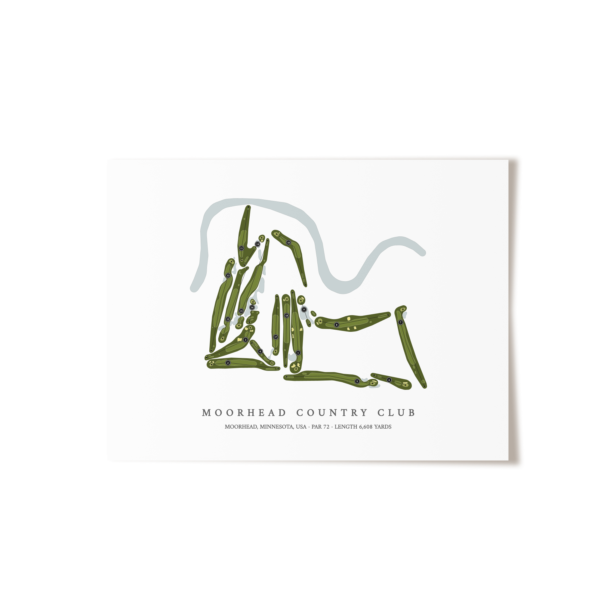 Moorhead Country Club | Golf Course Map | Unframed