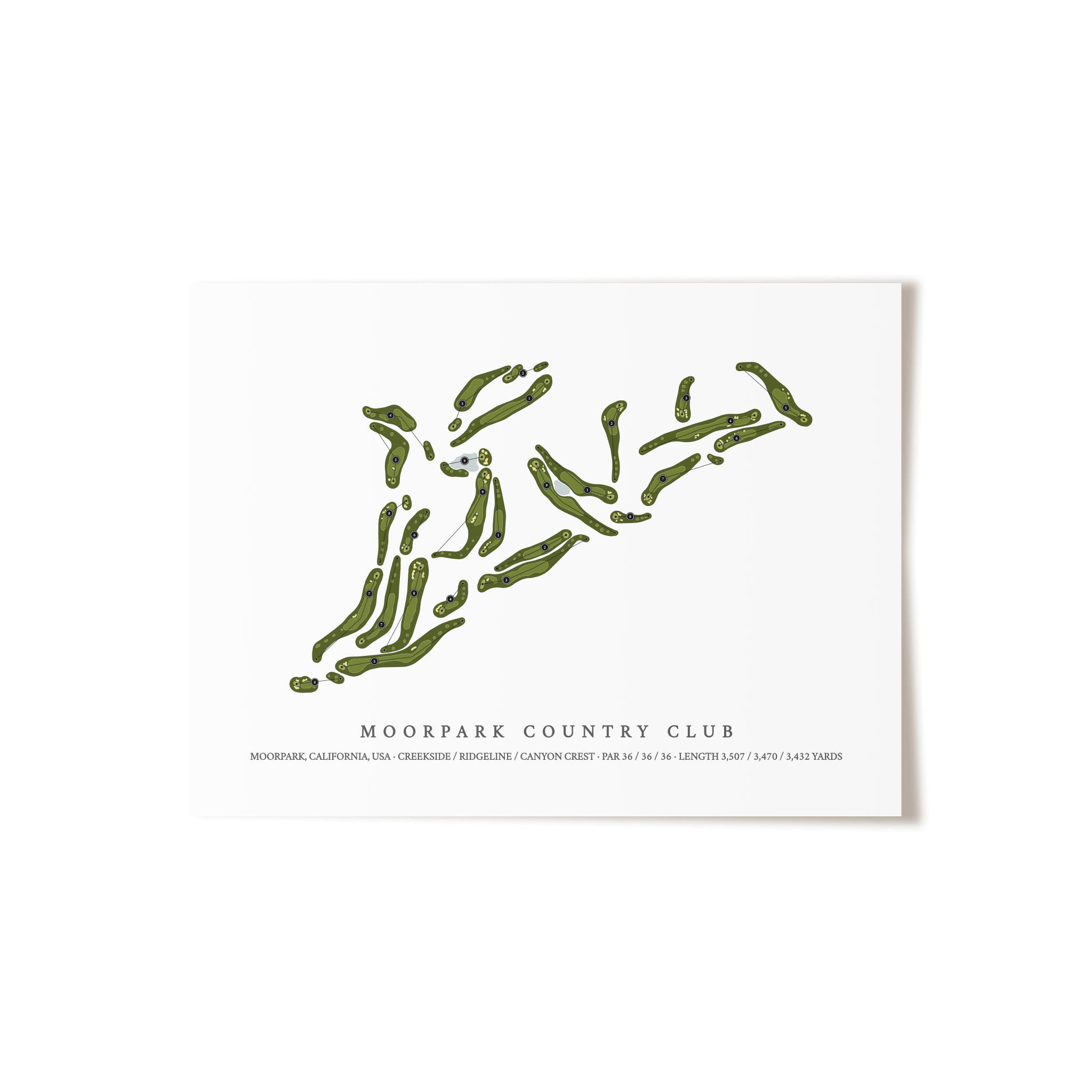 Moorpark Country Club | Golf Course Map | Unframed