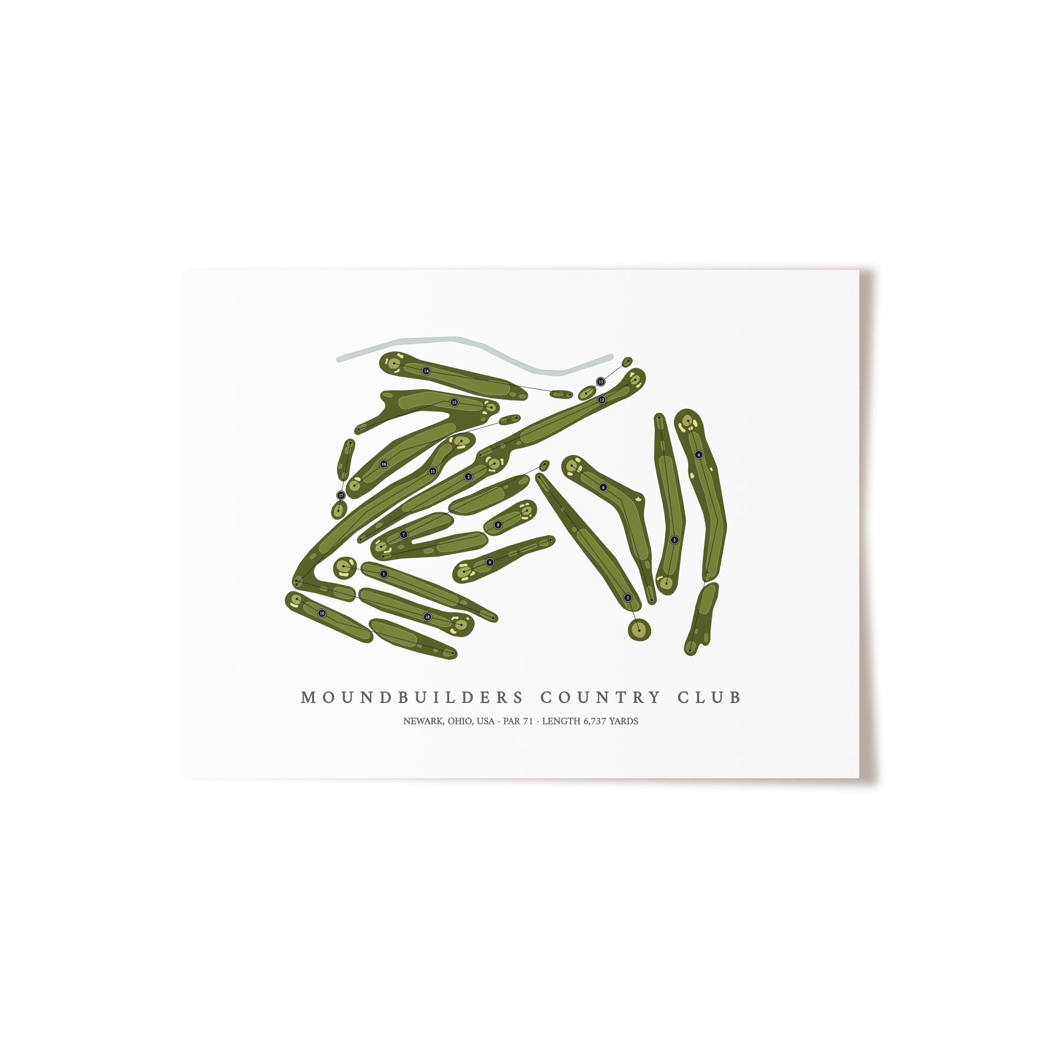 Moundbuilders Country Club | Golf Course Map | Unframed