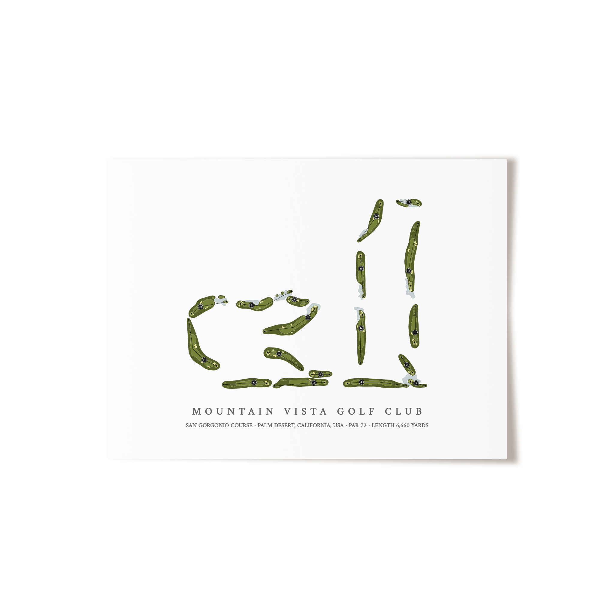 Mountain Vista Golf Club - San Gorgonio Course | Golf Course Map | Unframed