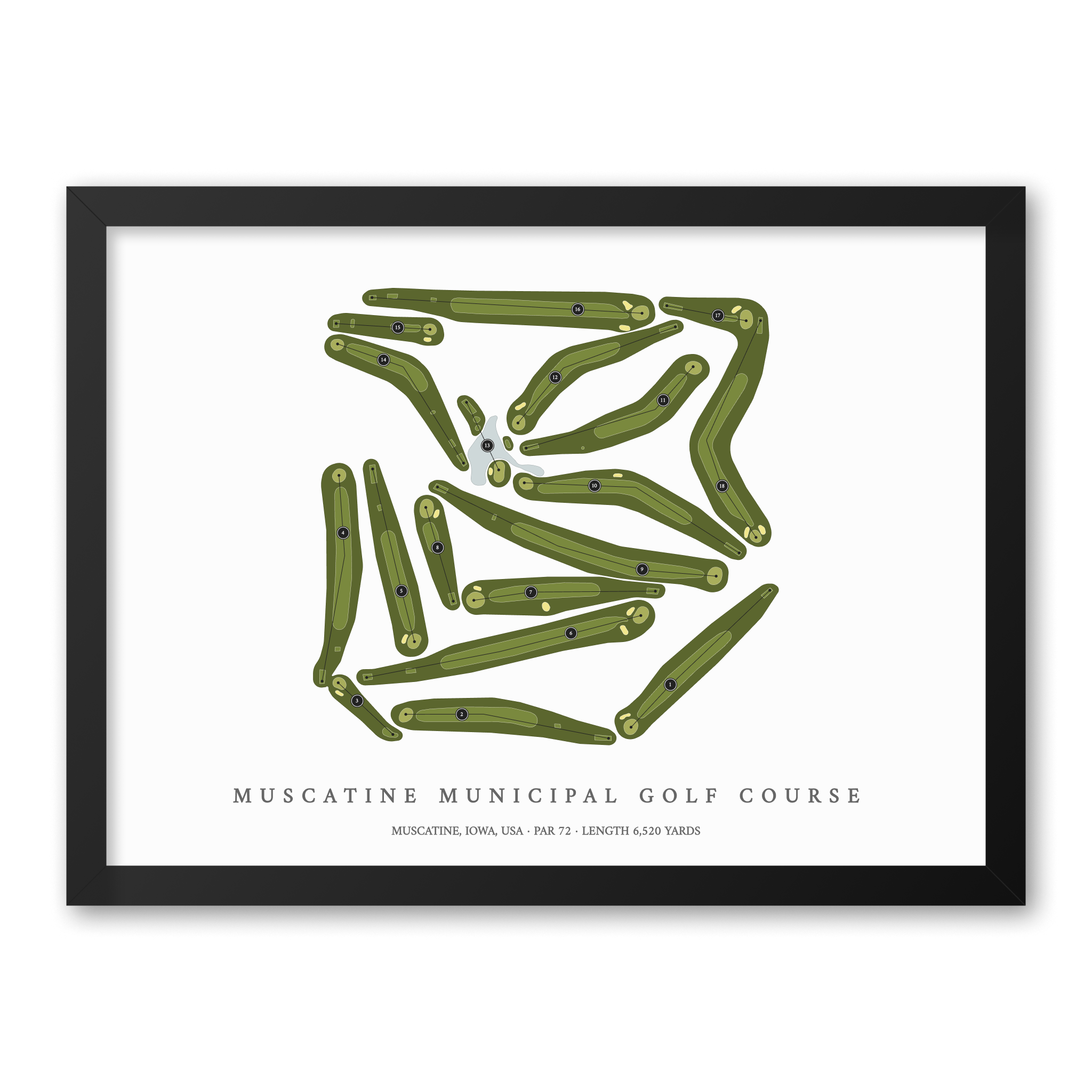 Muscatine Municipal Golf Course | Golf Course Map | Black Frame