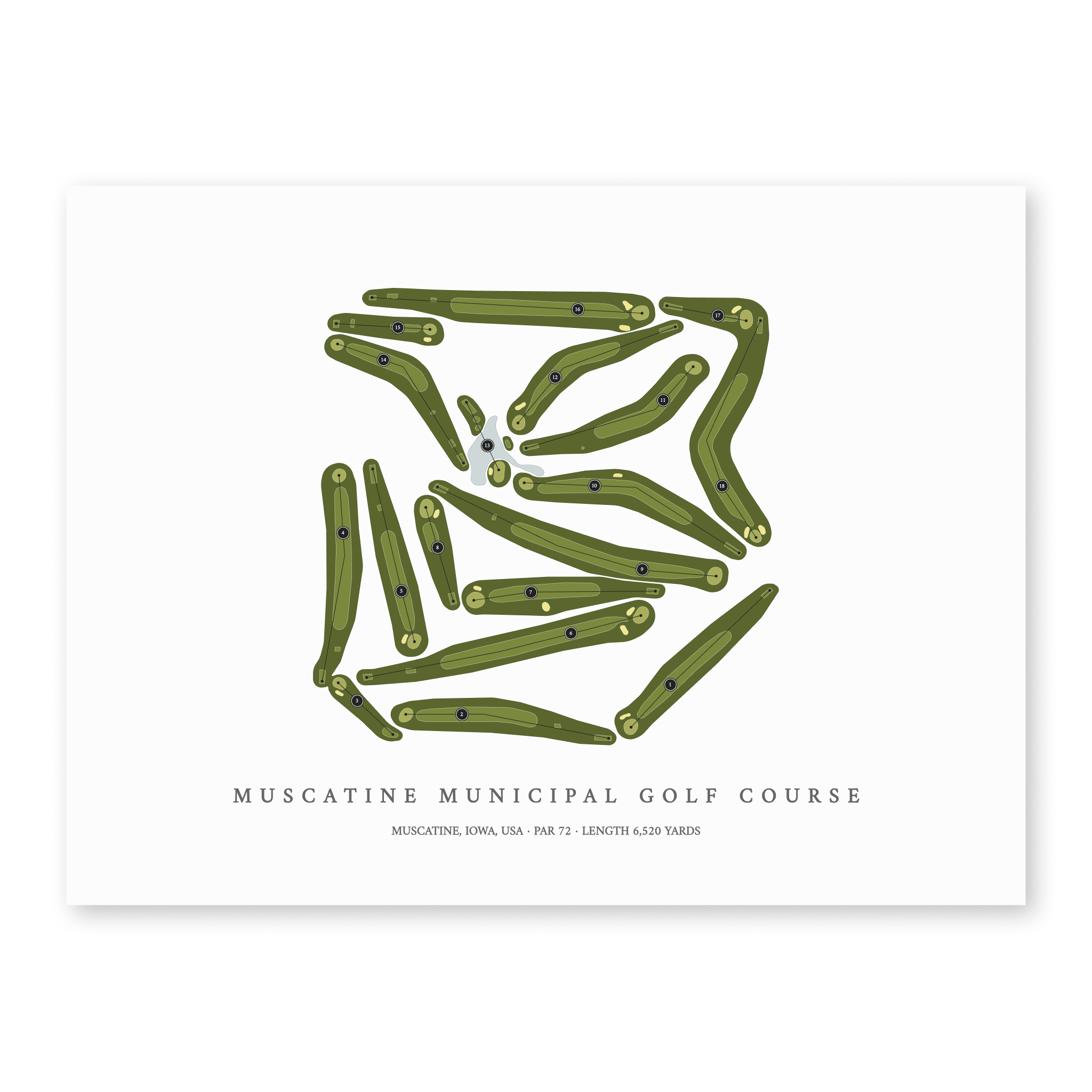 Muscatine Municipal Golf Course | Golf Course Map | Unframed