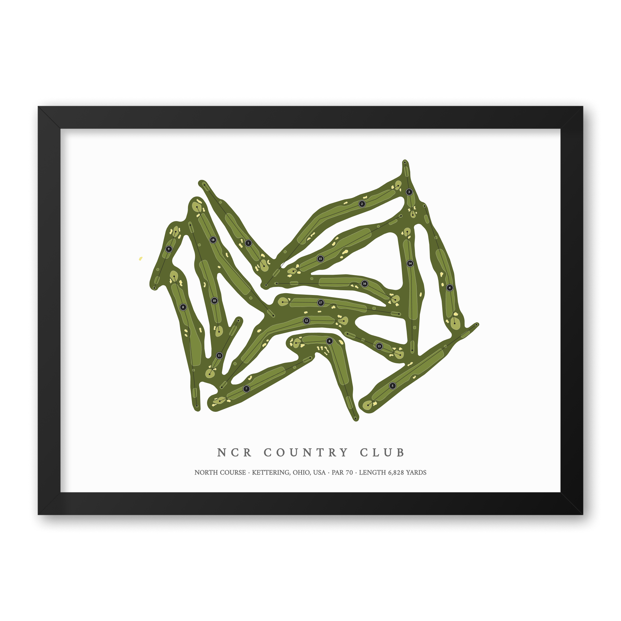 NCR Country Club - North Course | Golf Course Map | Black Frame