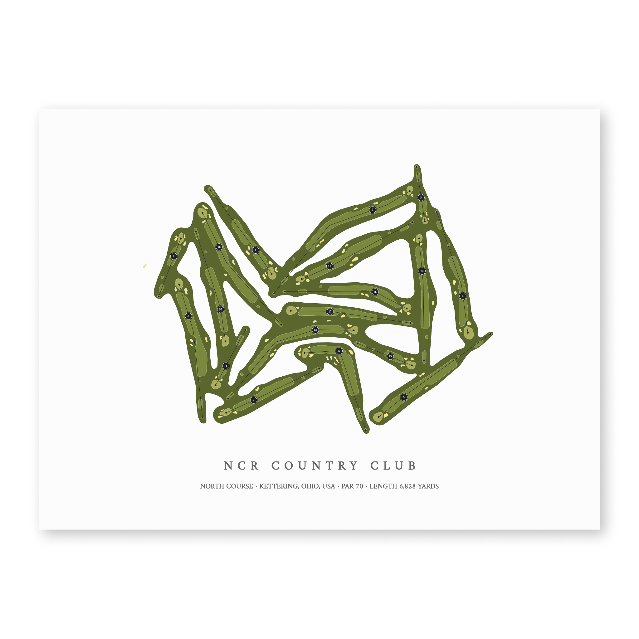 NCR Country Club - North Course | Golf Course Map | Unframed