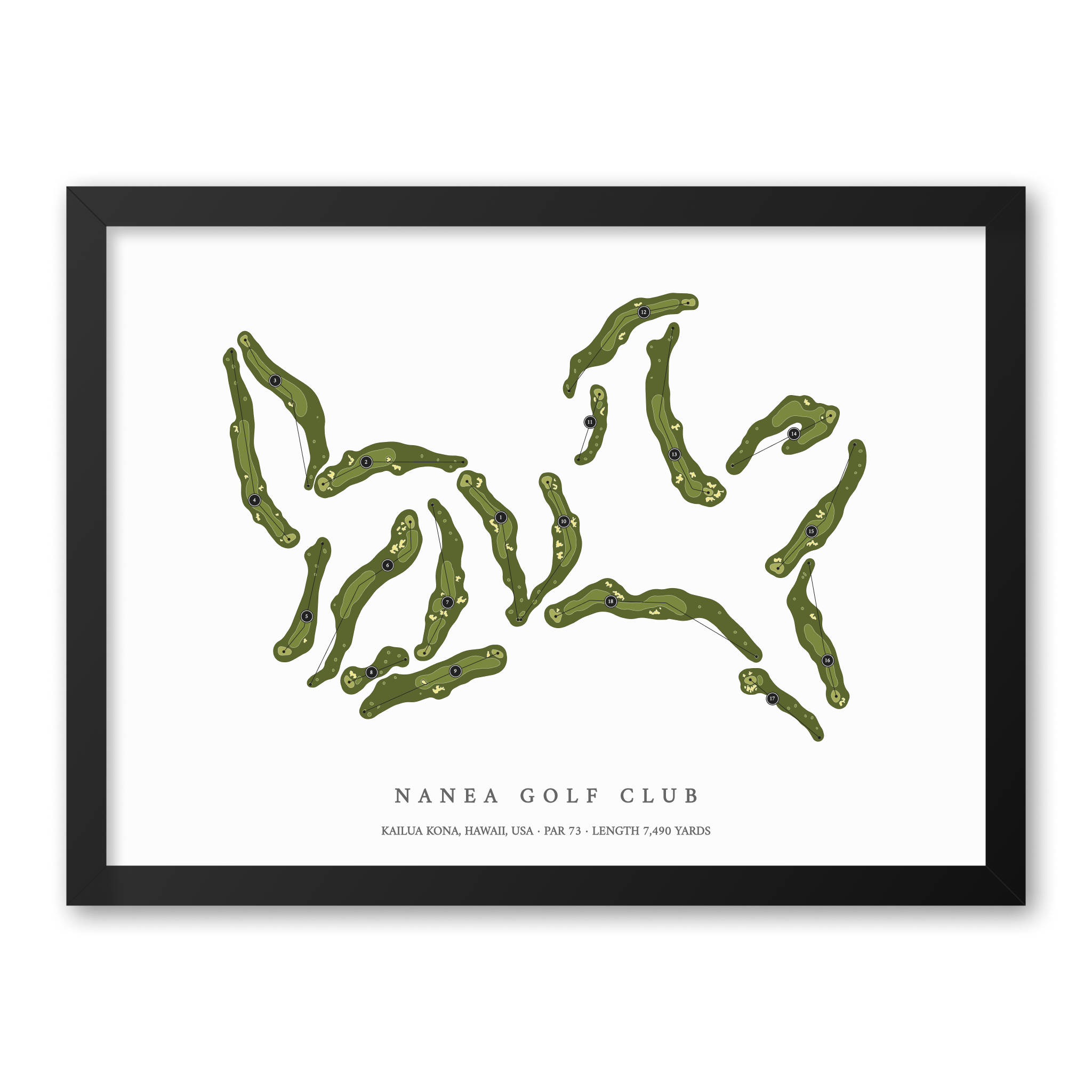 Nanea Golf Club | Golf Course Map | Black Frame