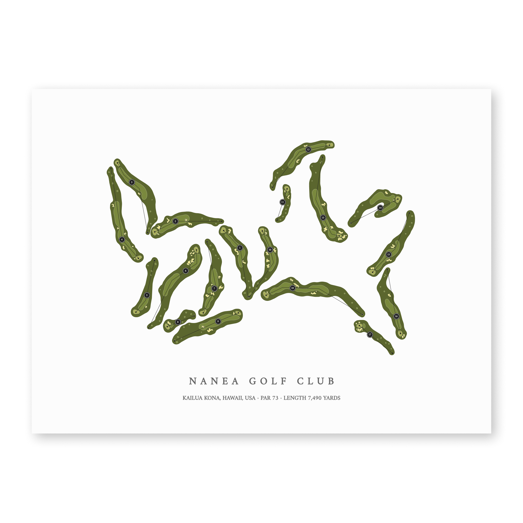 Nanea Golf Club | Golf Course Map | Unframed