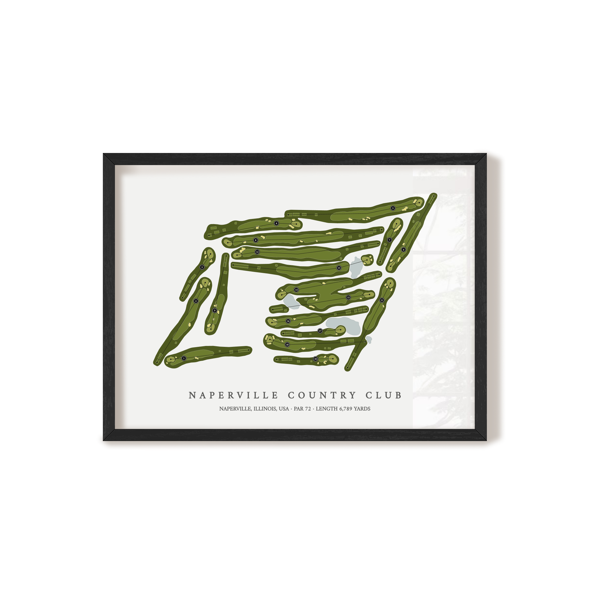 Naperville Country Club | Golf Course Map | Black Frame