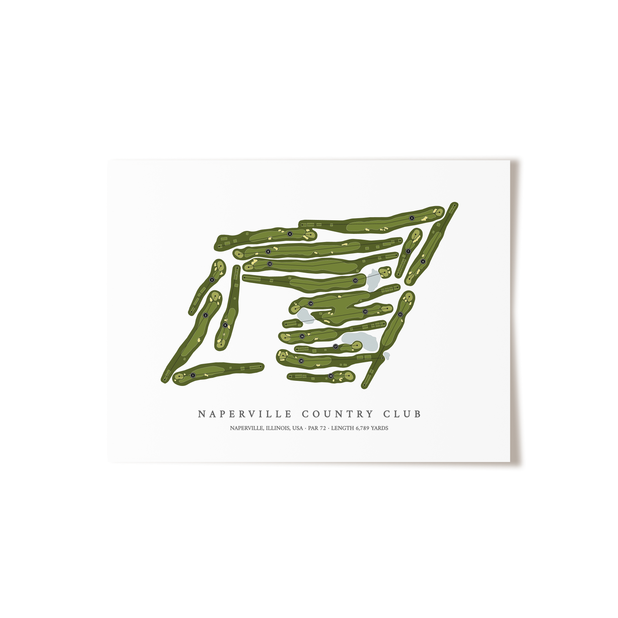 Naperville Country Club | Golf Course Map | Unframed