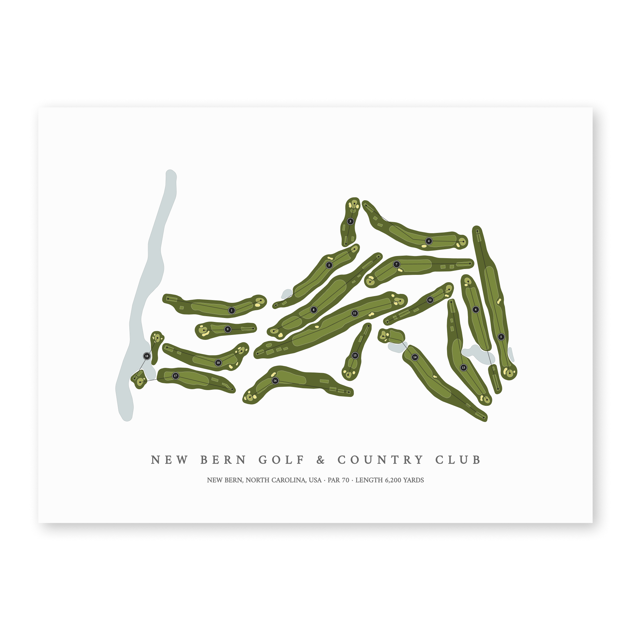 New Bern Golf & Country Club | Golf Course Print | Unframed
