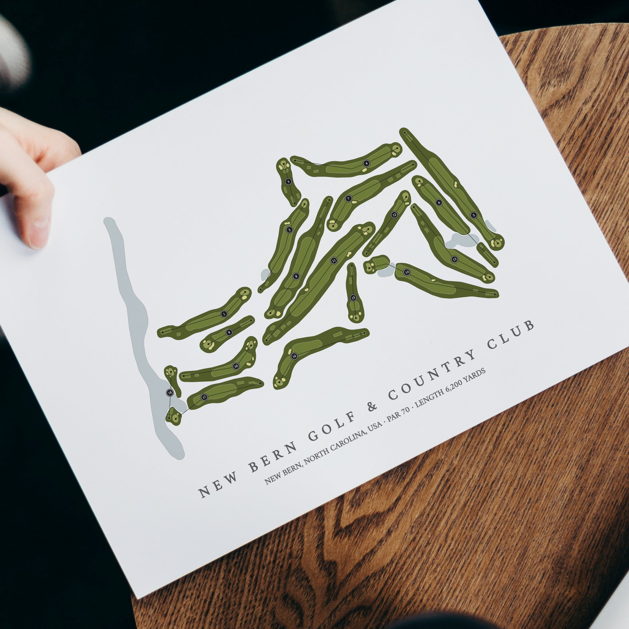 New Bern Golf & Country Club | Golf Course Print | With Laptop