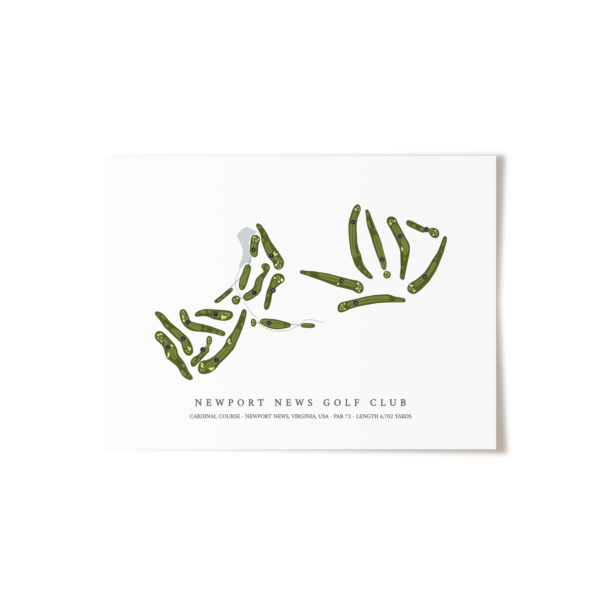 Newport News Golf Club - Cardinal Course | Golf Course Map | Unframed