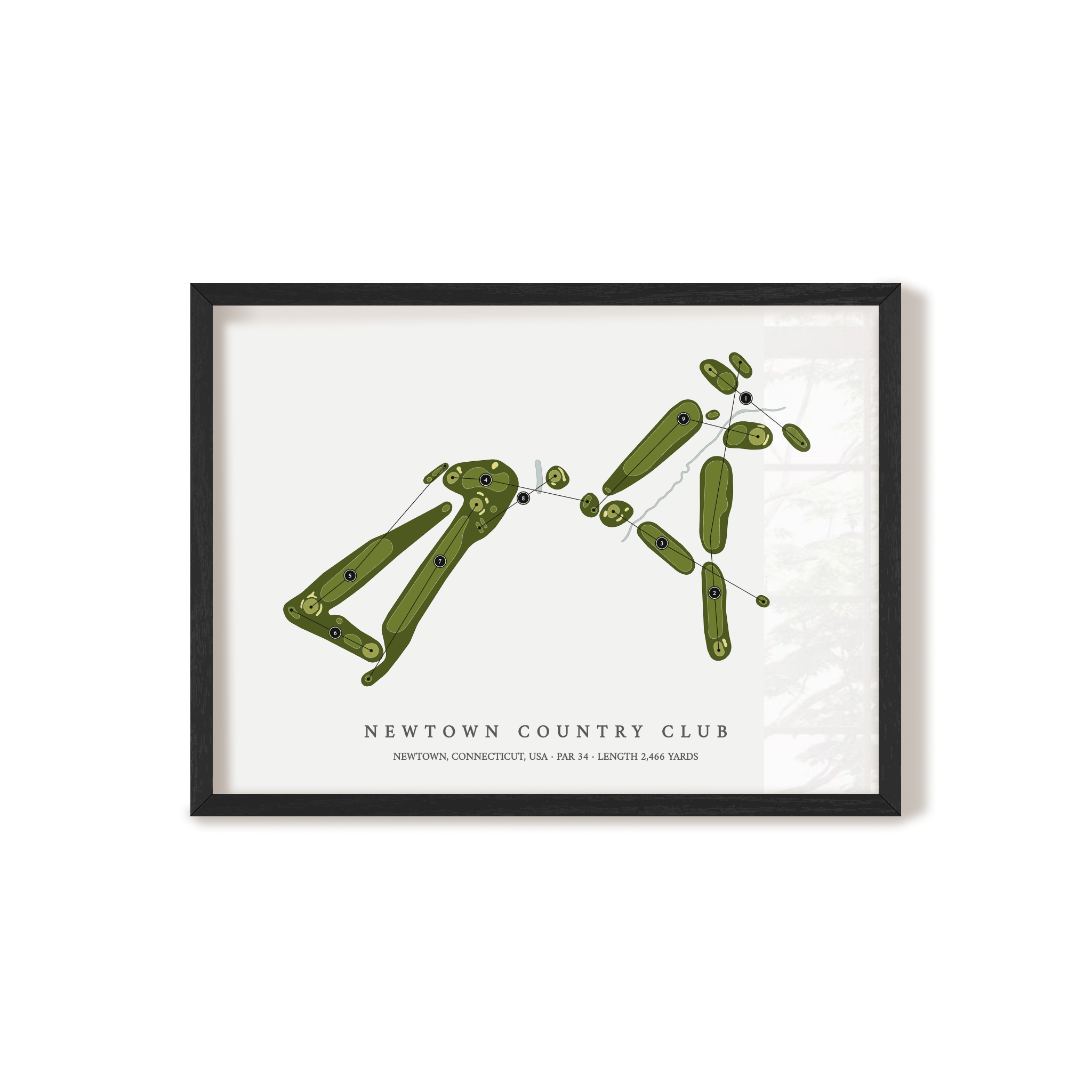 Newtown Country Club | Golf Course Map | Black Frame