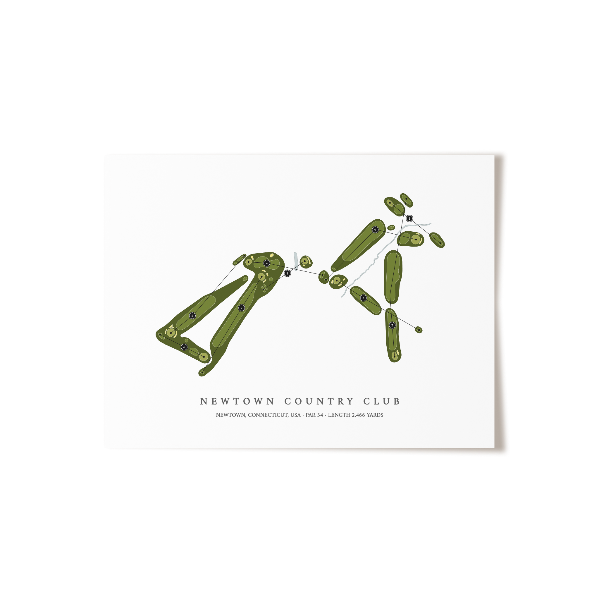 Newtown Country Club | Golf Course Map | Unframed
