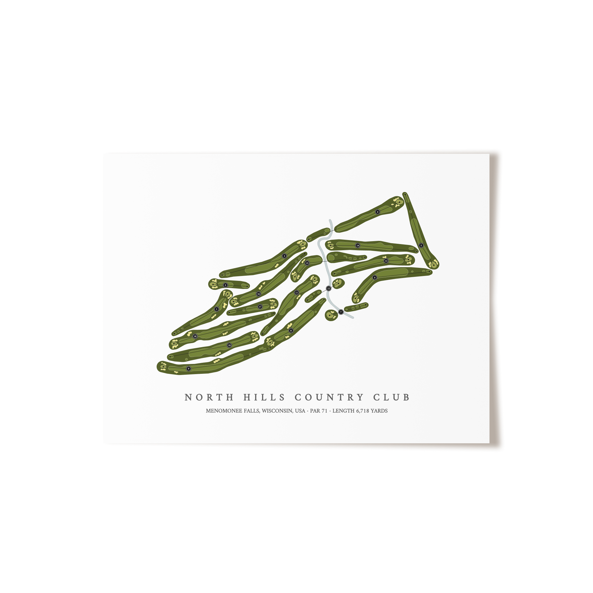 North Hills Country Club | Golf Course Map | Unframed