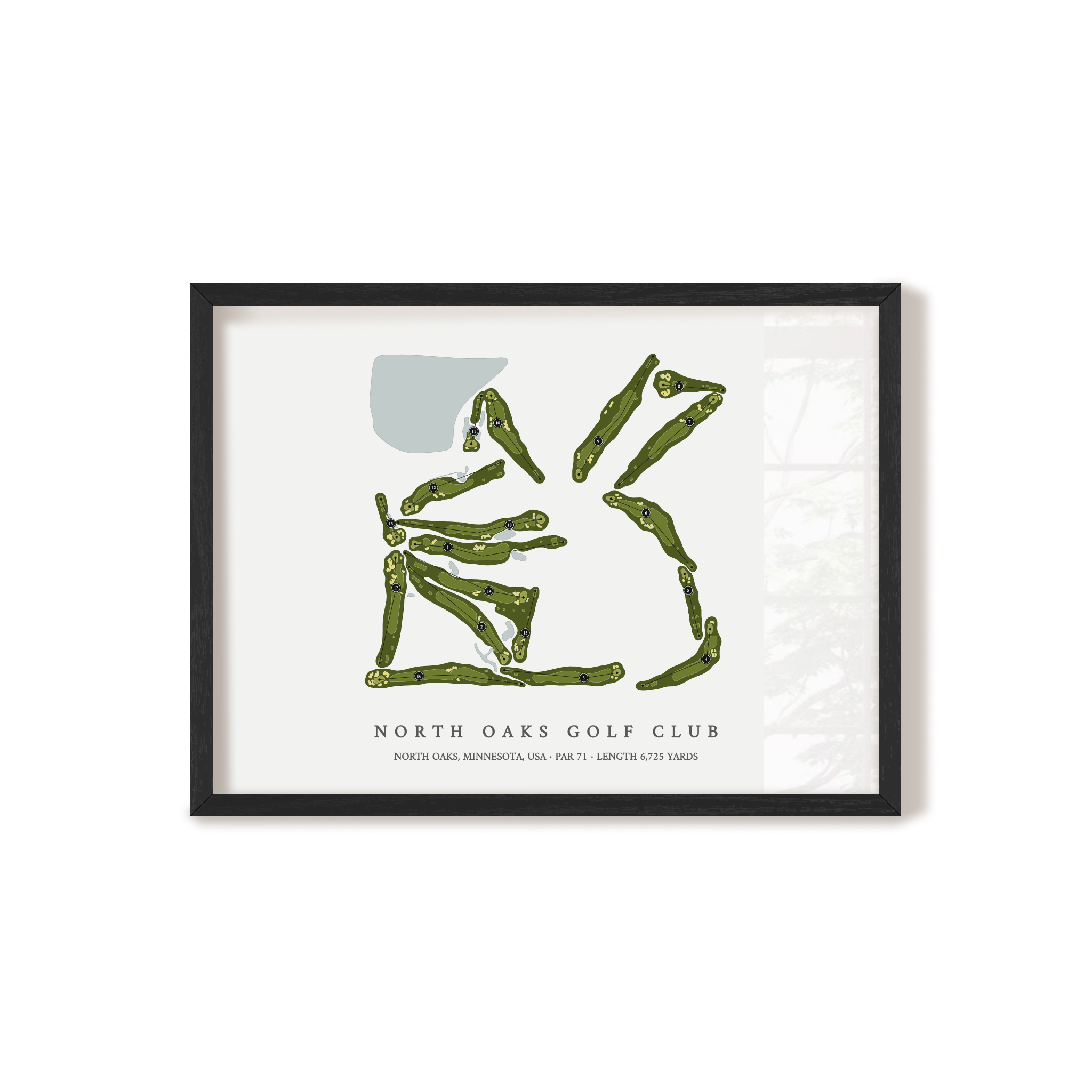North Oaks Golf Club | Golf Course Map | Black Frame