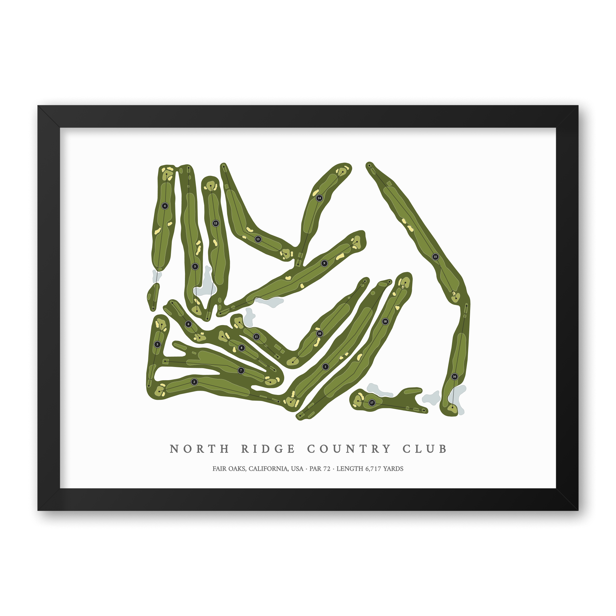 North Ridge Country Club | Golf Course Map | Black Frame
