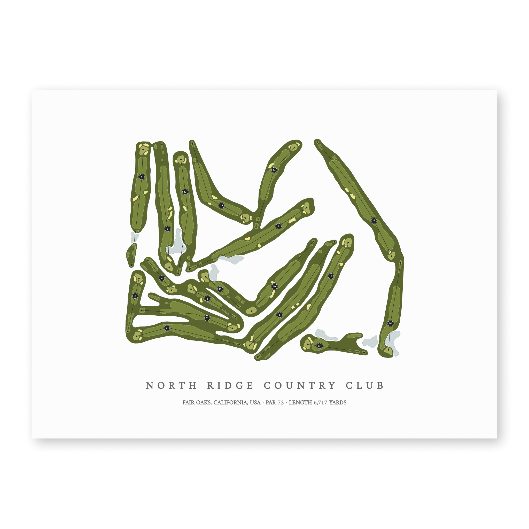 North Ridge Country Club | Golf Course Map | Unframed