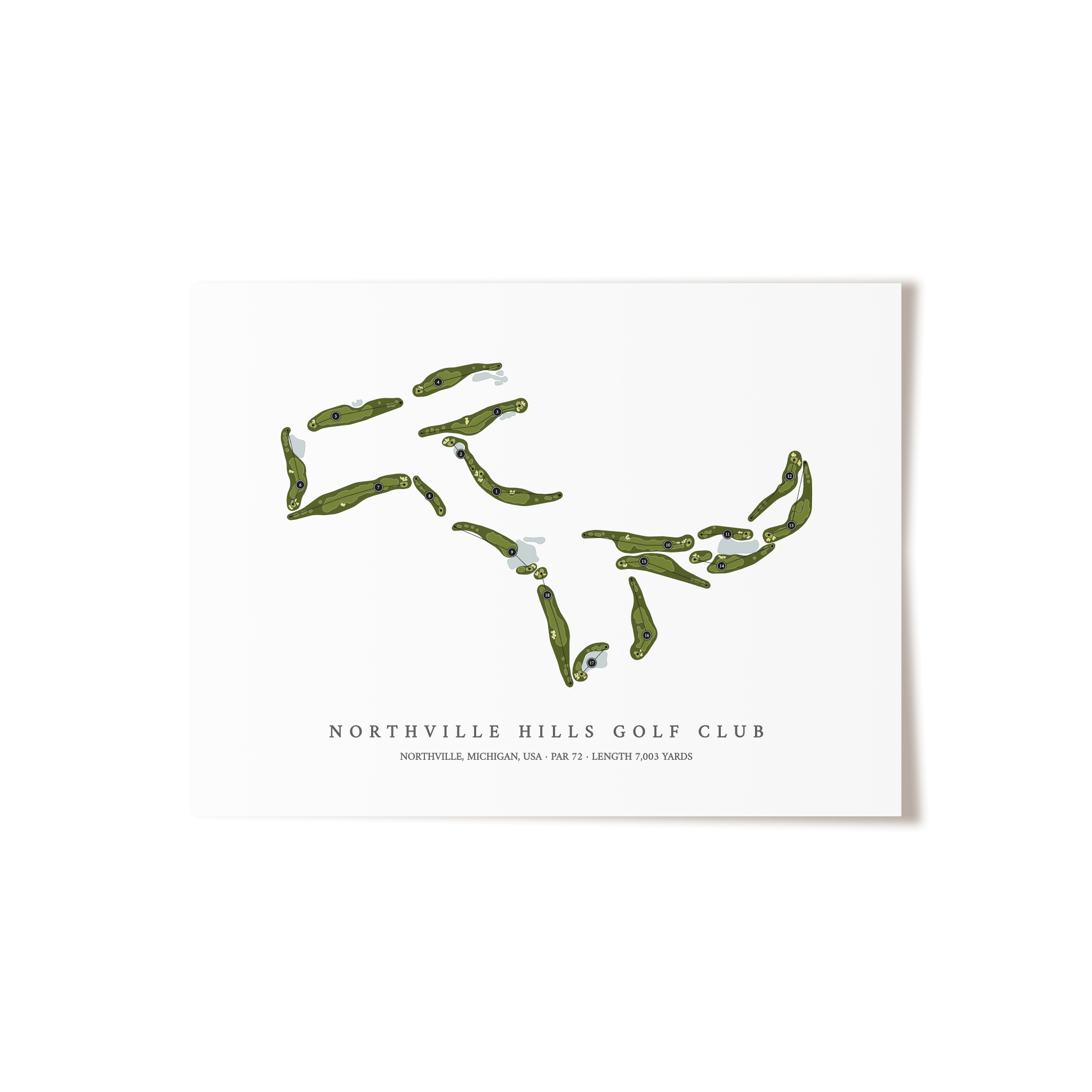 Northville Hills Golf Club | Golf Course Map | Unframed
