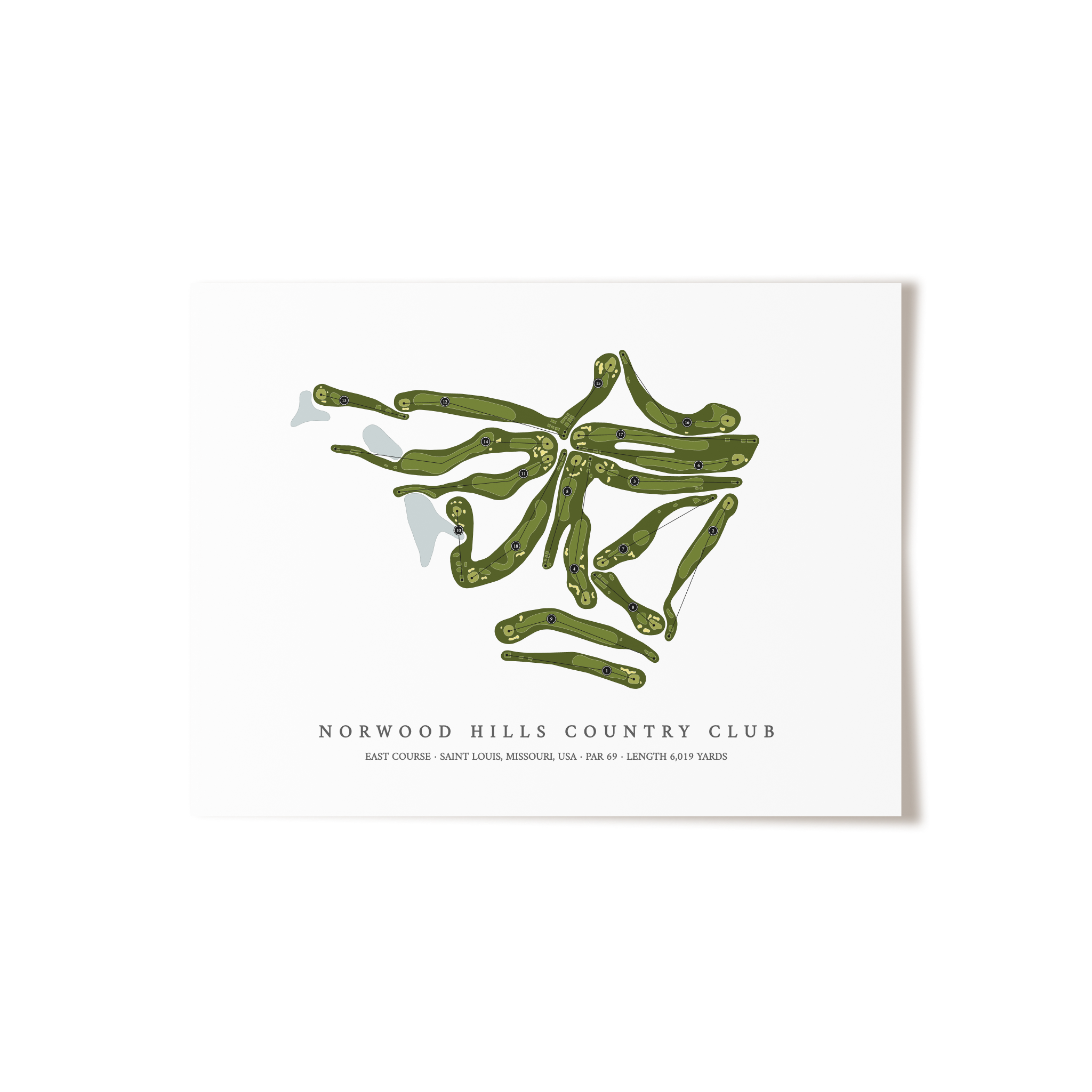 Norwood Hills Country Club - East Course | Golf Course Map | Unframed