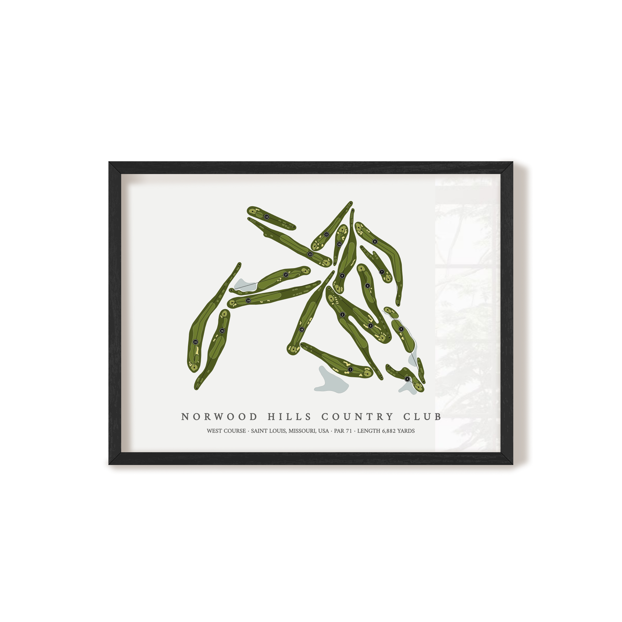 Norwood Hills Country Club - West Course | Golf Course Map | Black Frame