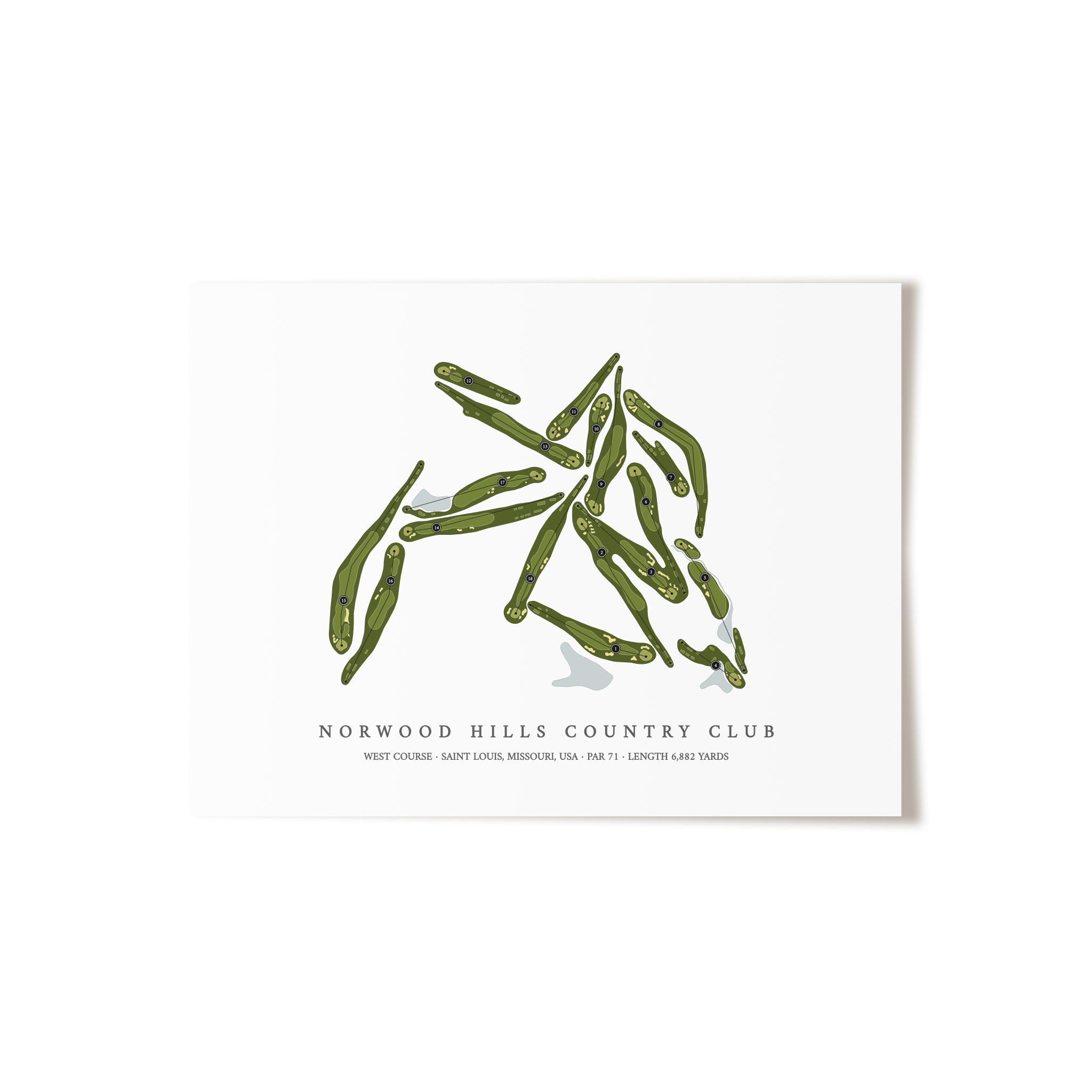 Norwood Hills Country Club - West Course | Golf Course Map | Unframed