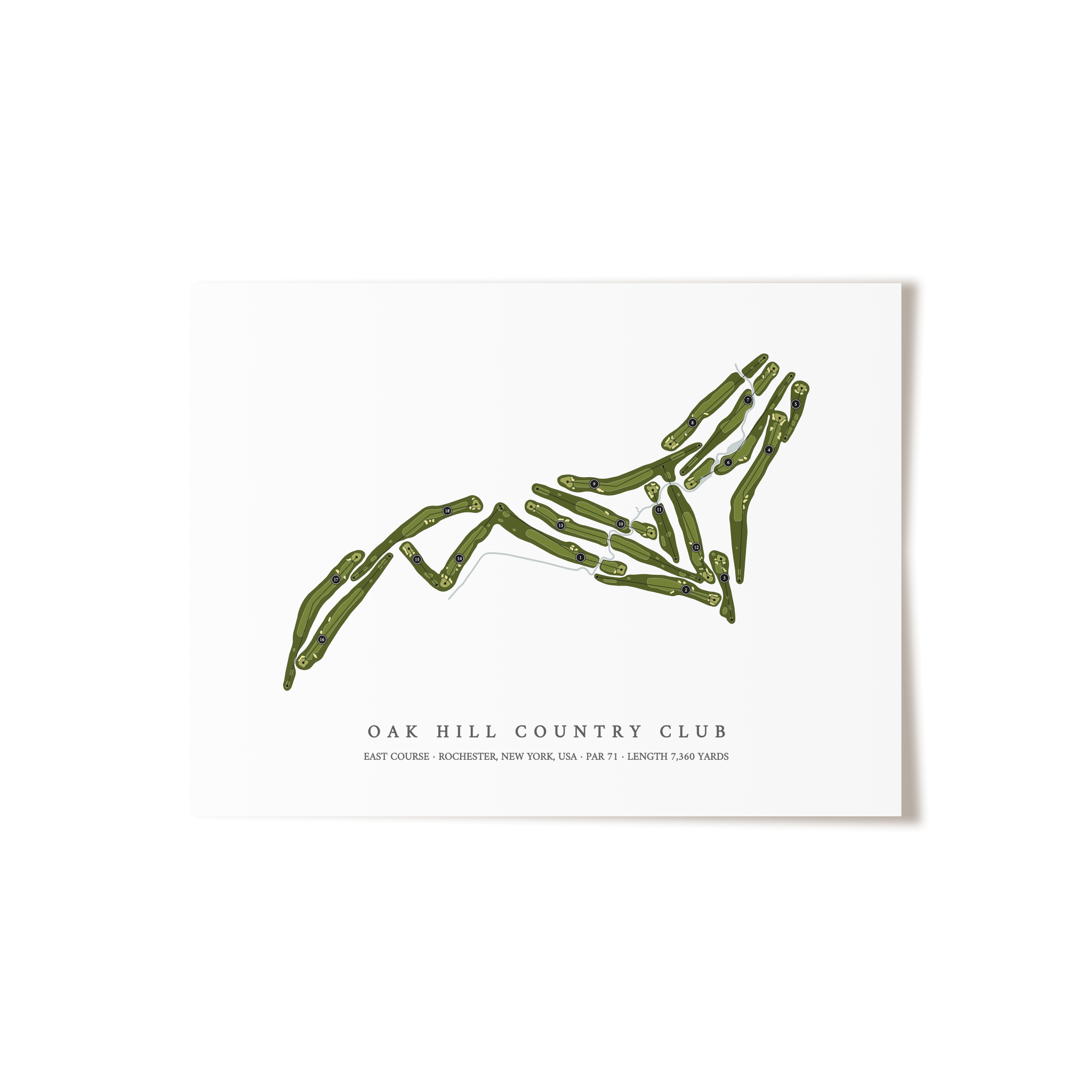 Oak Hill Country Club - East Course | Golf Course Map | Unframed