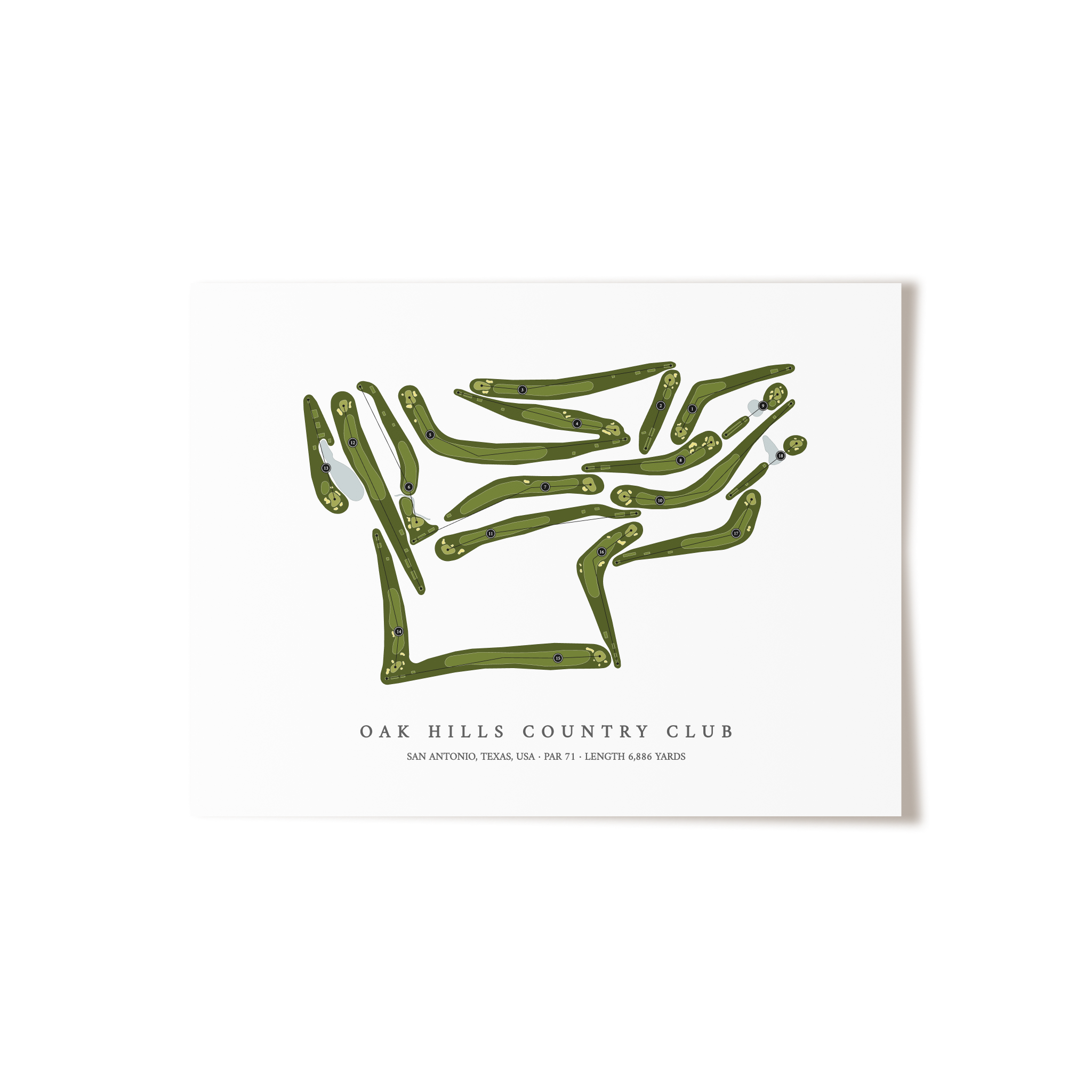 Oak Hills Country Club | Golf Course Map | Unframed