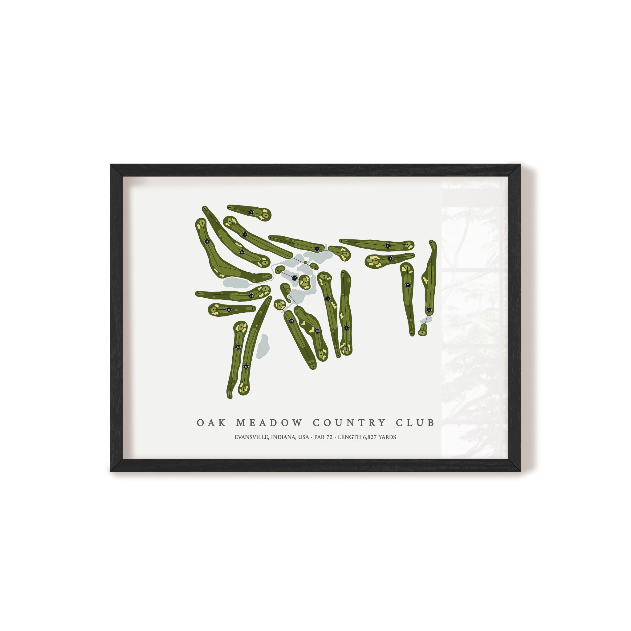 Oak Meadow Country Club | Golf Course Map | Black Frame
