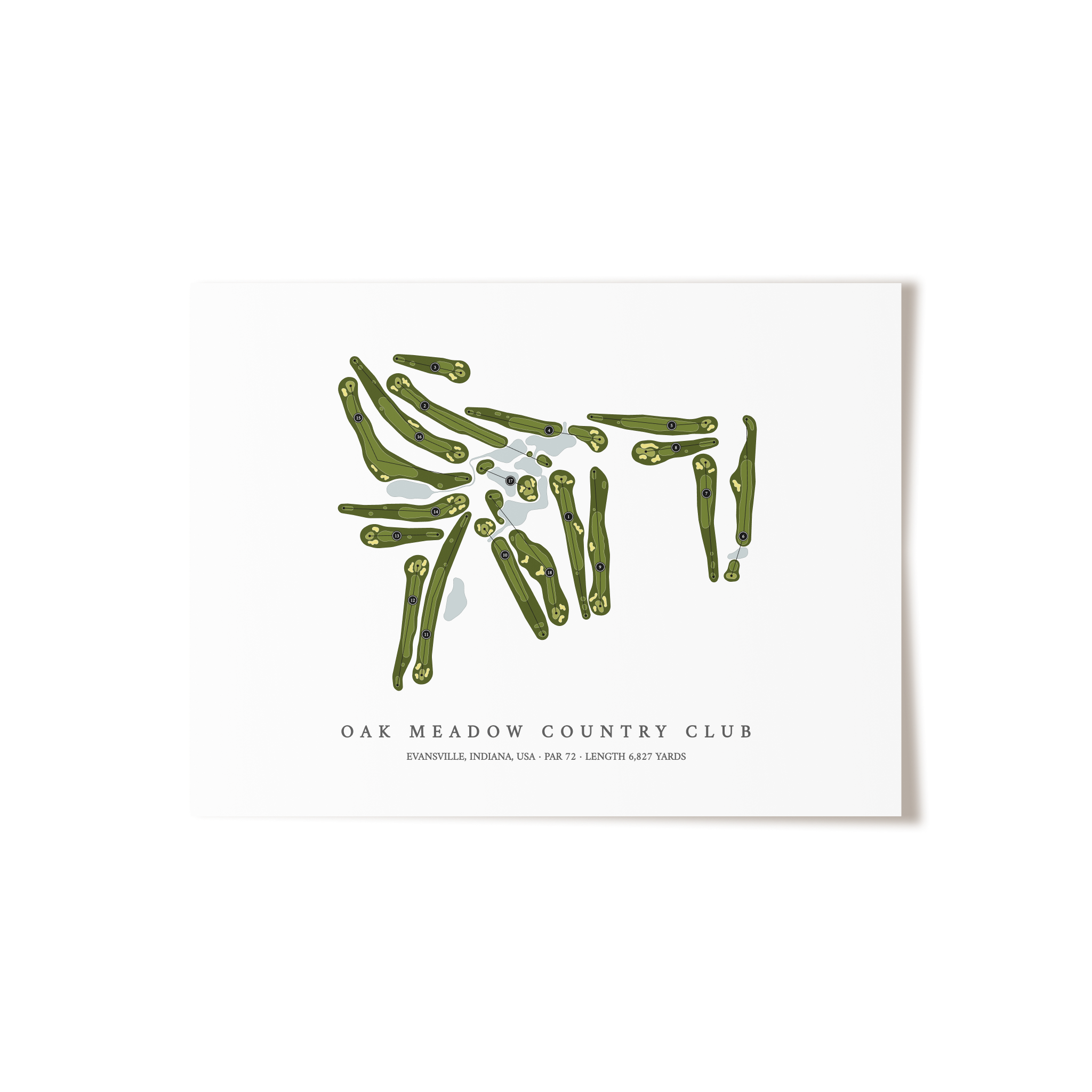 Oak Meadow Country Club | Golf Course Map | Unframed