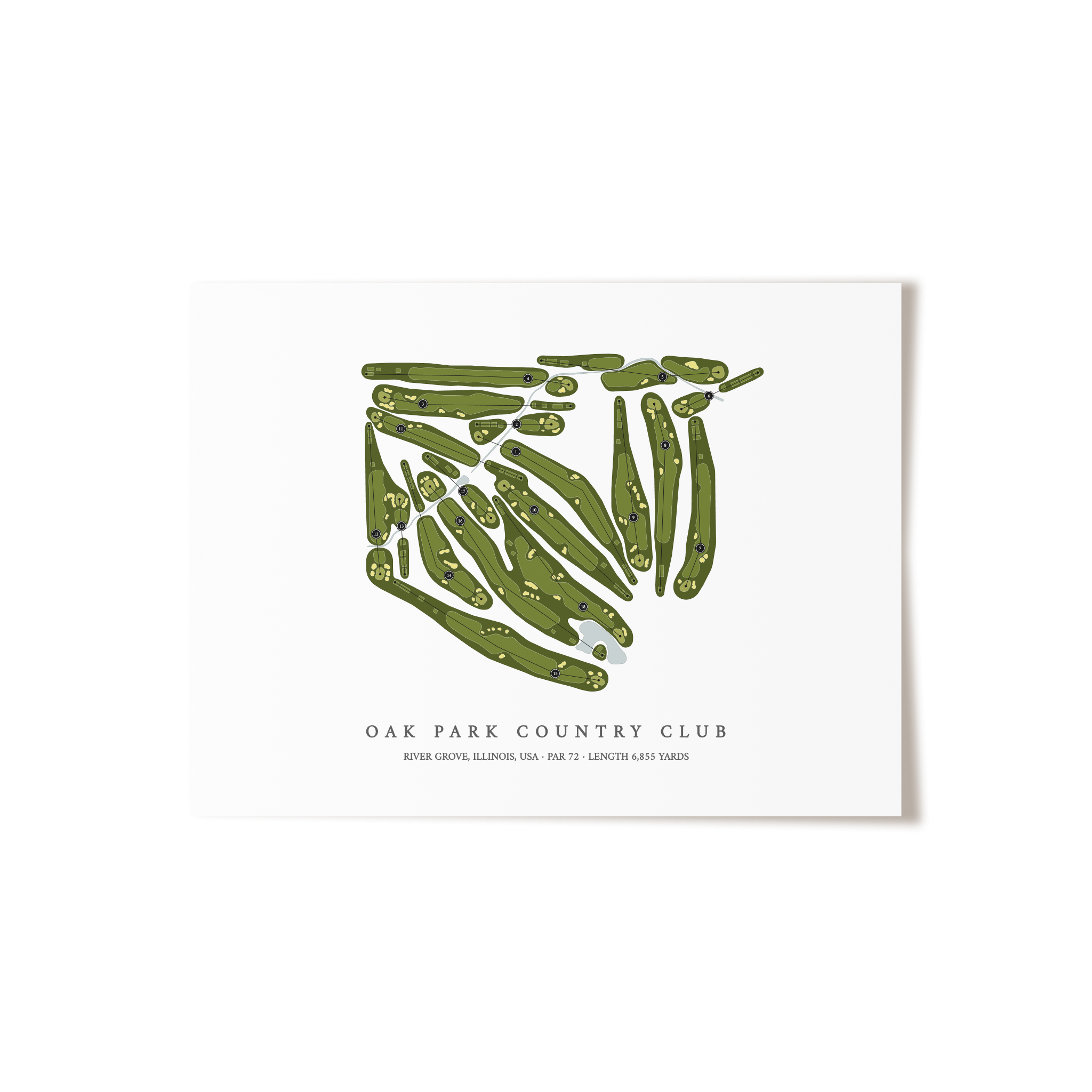 Oak Park Country Club | Golf Course Map | Unframed