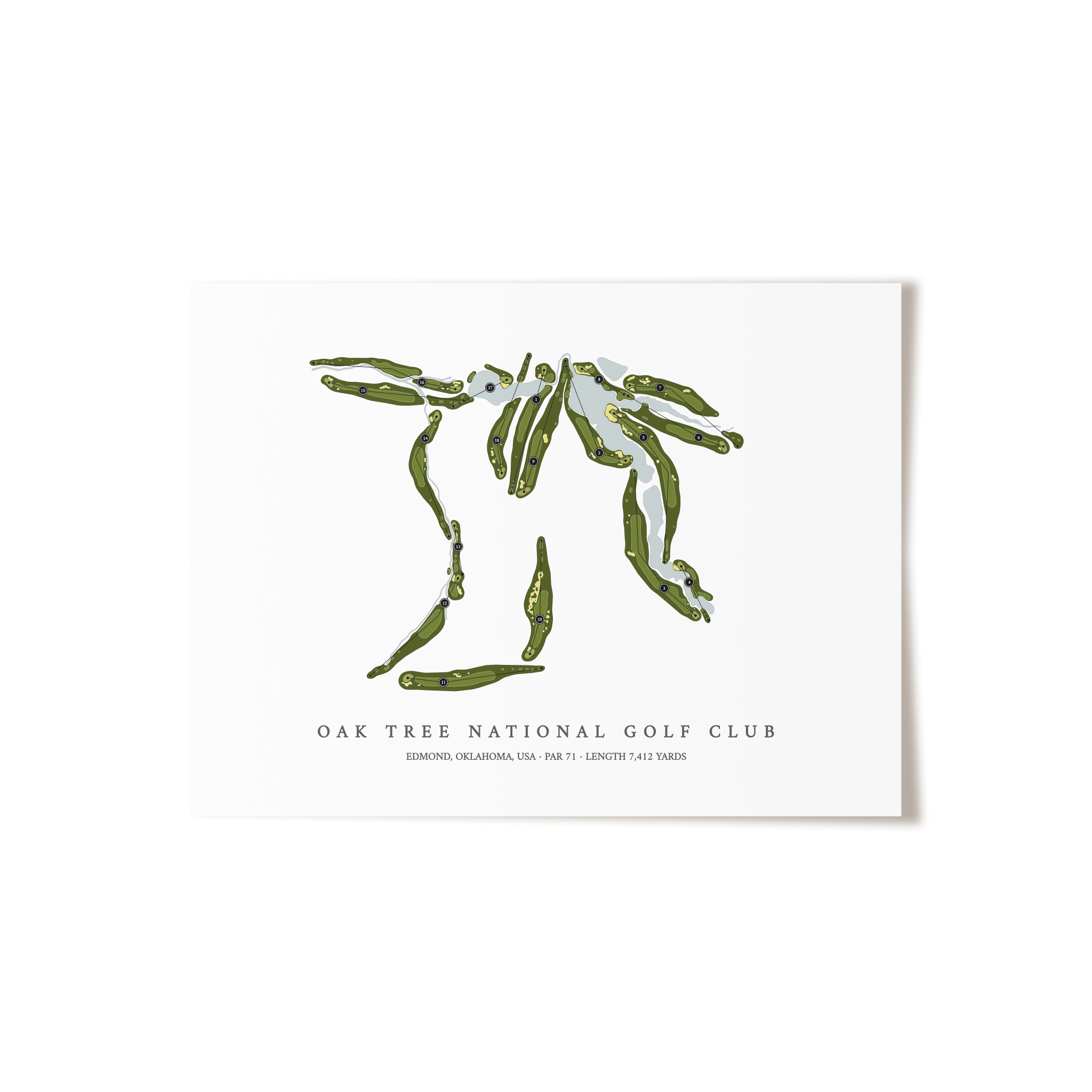 Oak Tree National Golf Club | Golf Course Map | Unframed