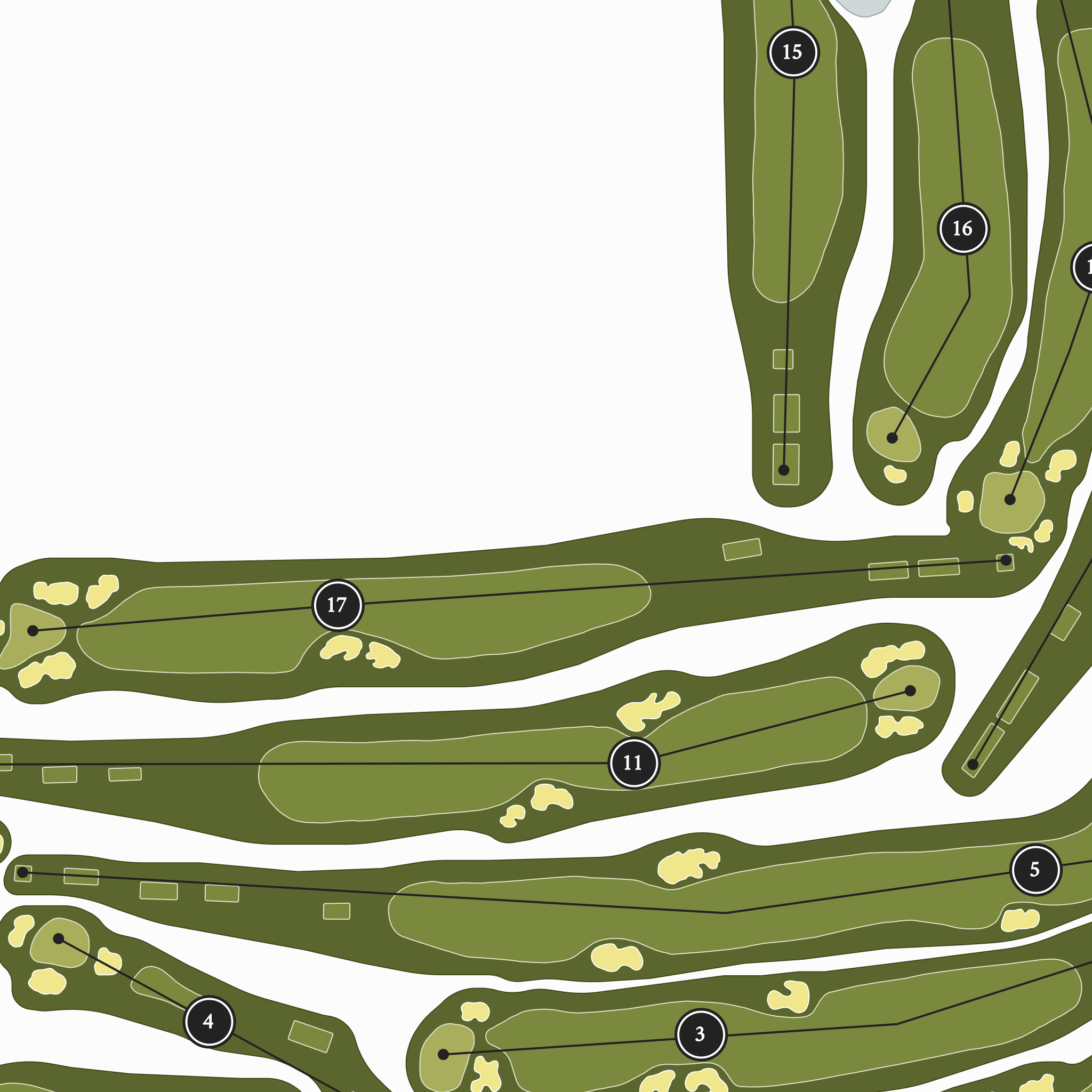 Oakland Hills Country Club - North Course | Golf Course Print | Close Up