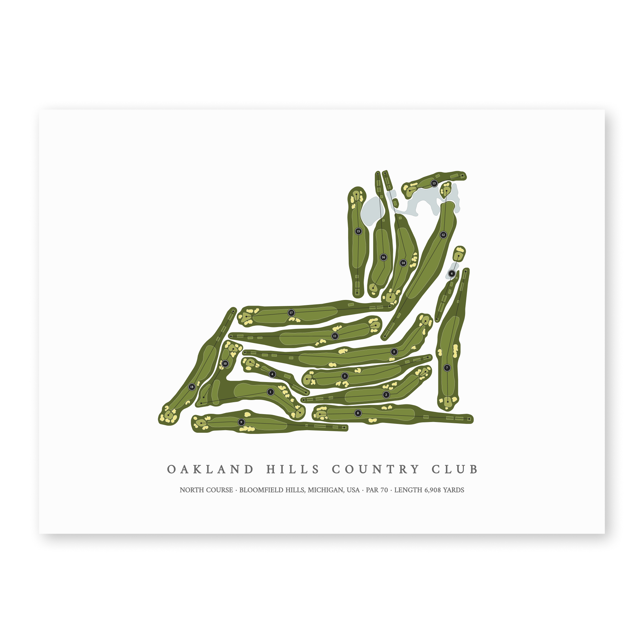 Oakland Hills Country Club - North Course | Golf Course Print | Unframed