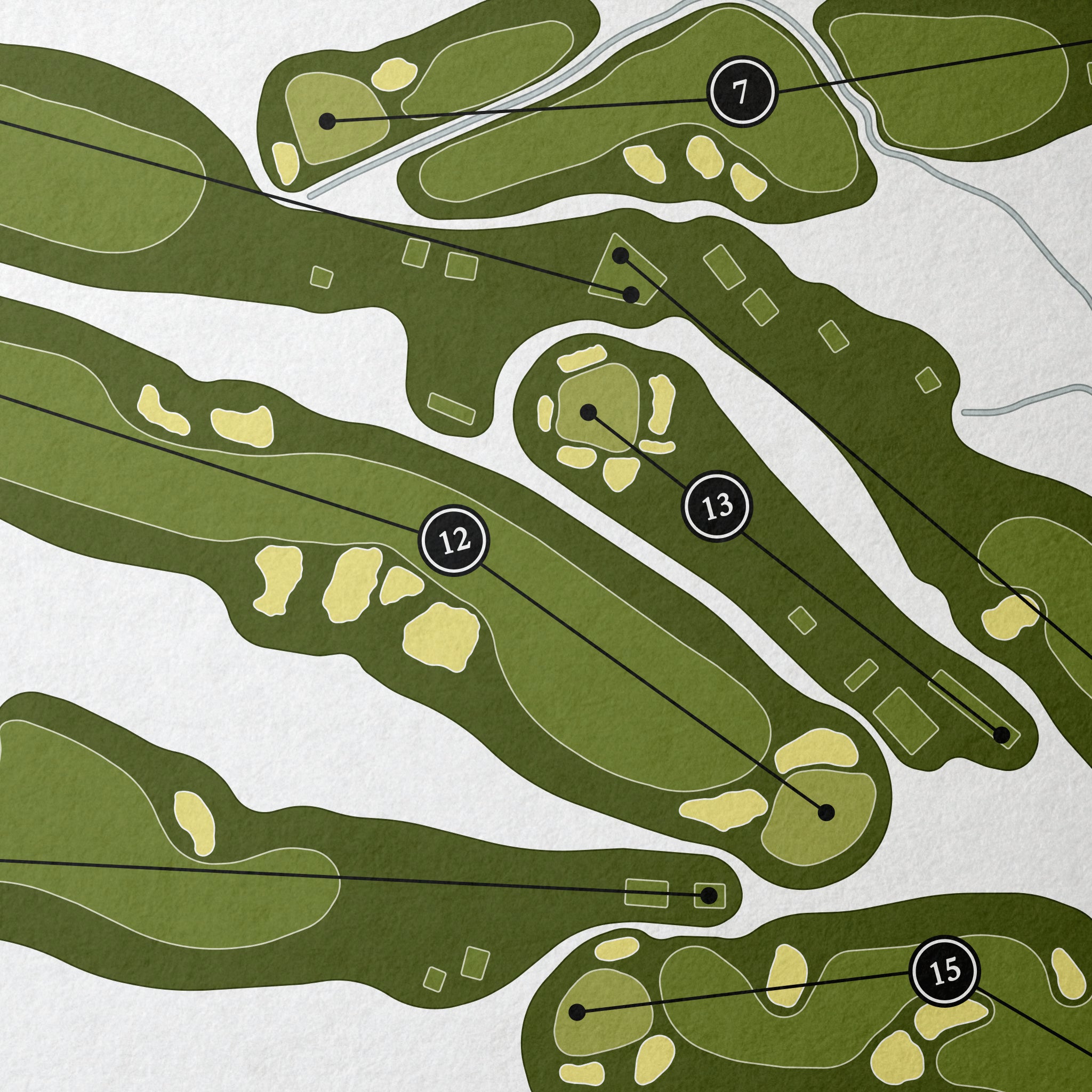 Oakland Hills Country Club - South Course | Golf Course Print | Close Up