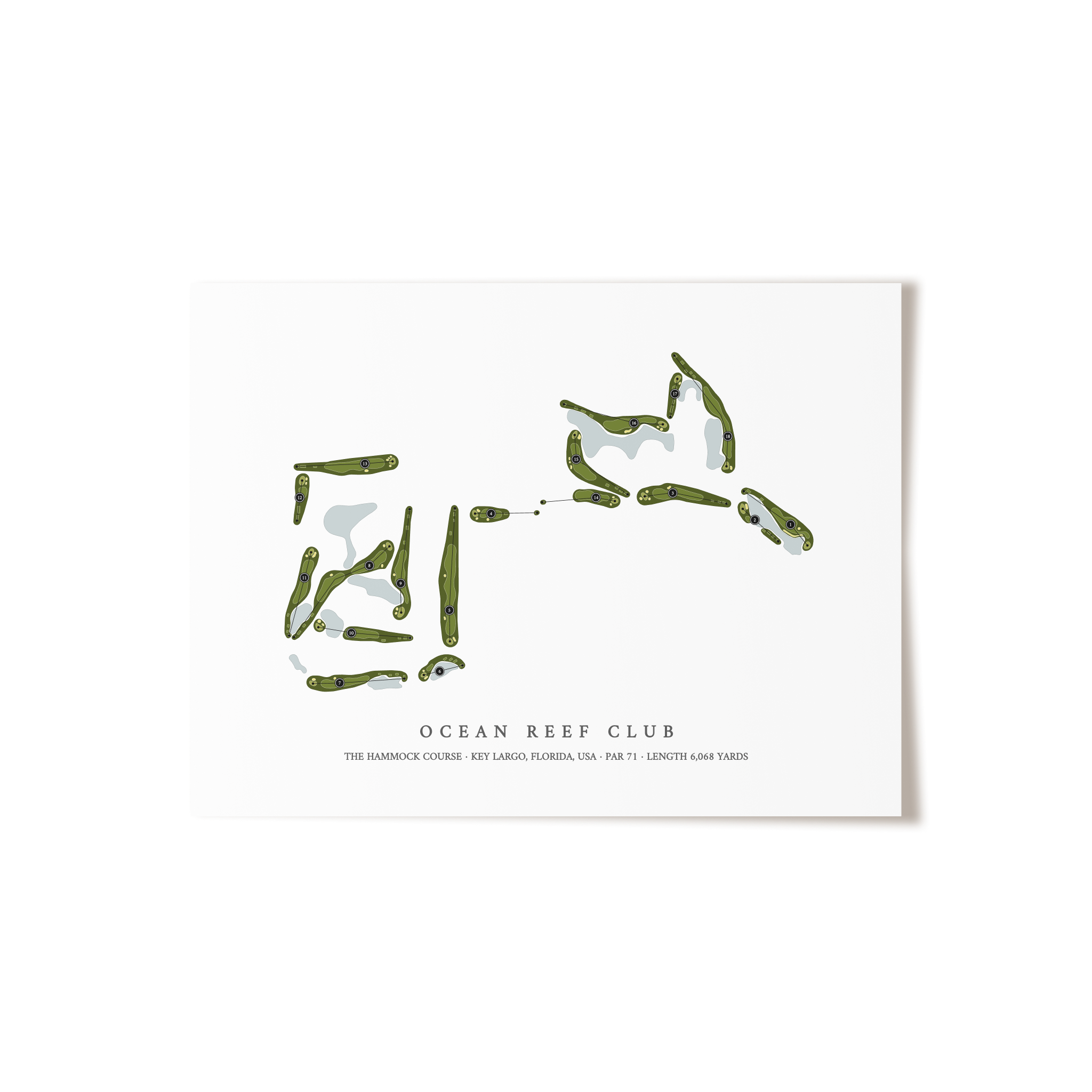Ocean Reef Club - The Hammock Course | Golf Course Map | Unframed