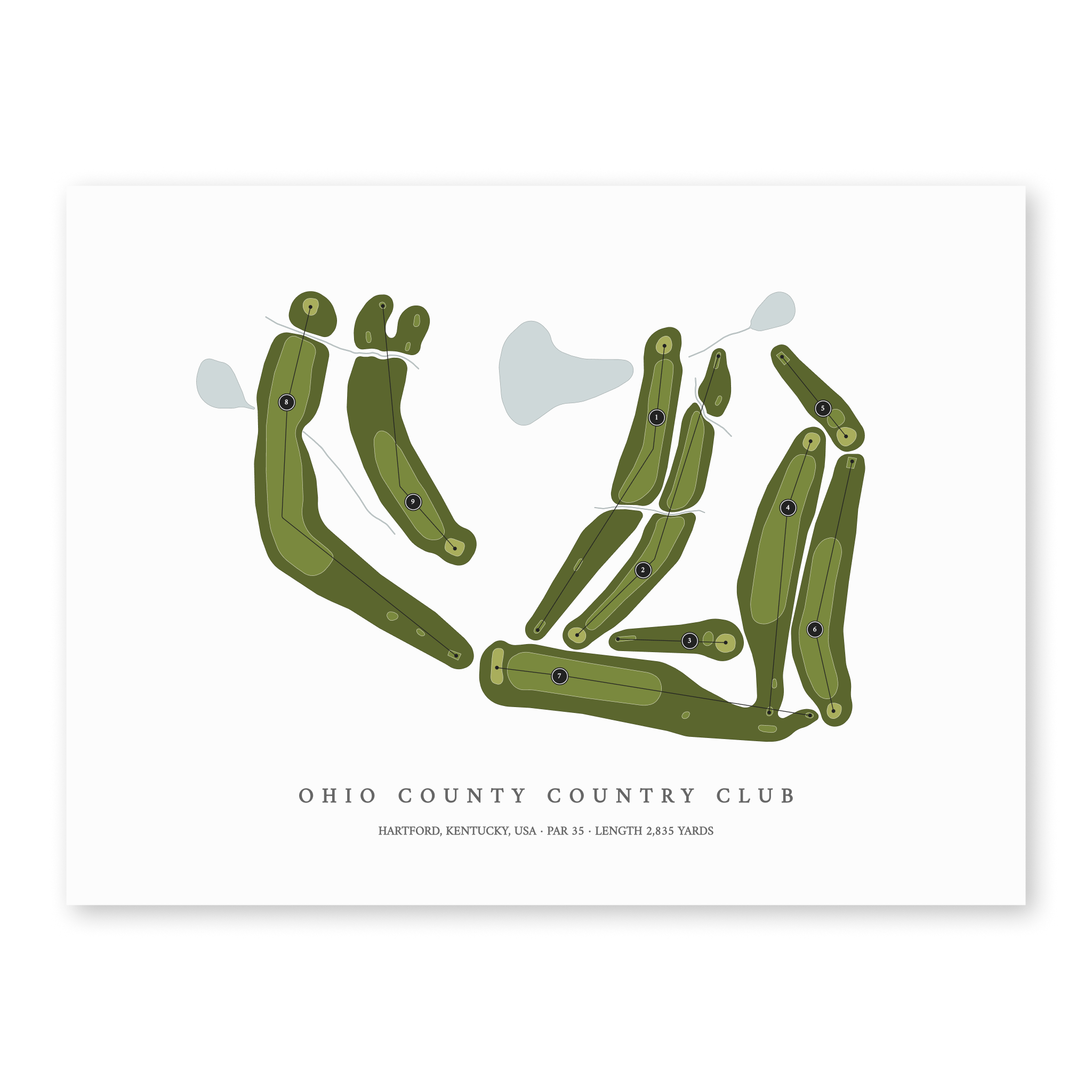 Ohio County Country Club | Golf Course Map | Unframed