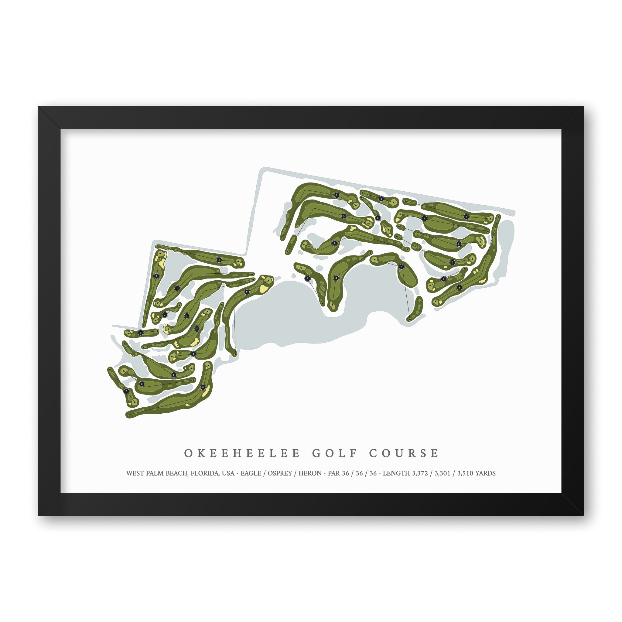 Okeeheelee Golf Course | Golf Course Map | Black Frame